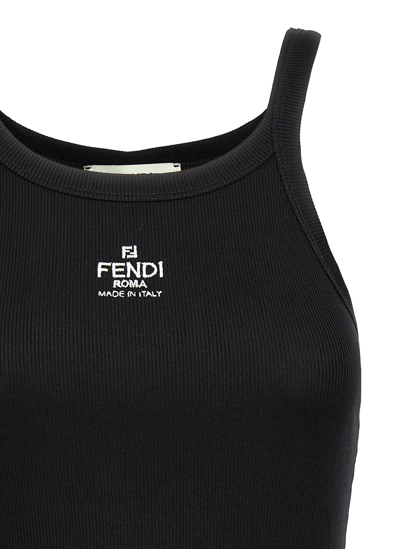Fendi Black Cotton Sleeveles T-Shirt