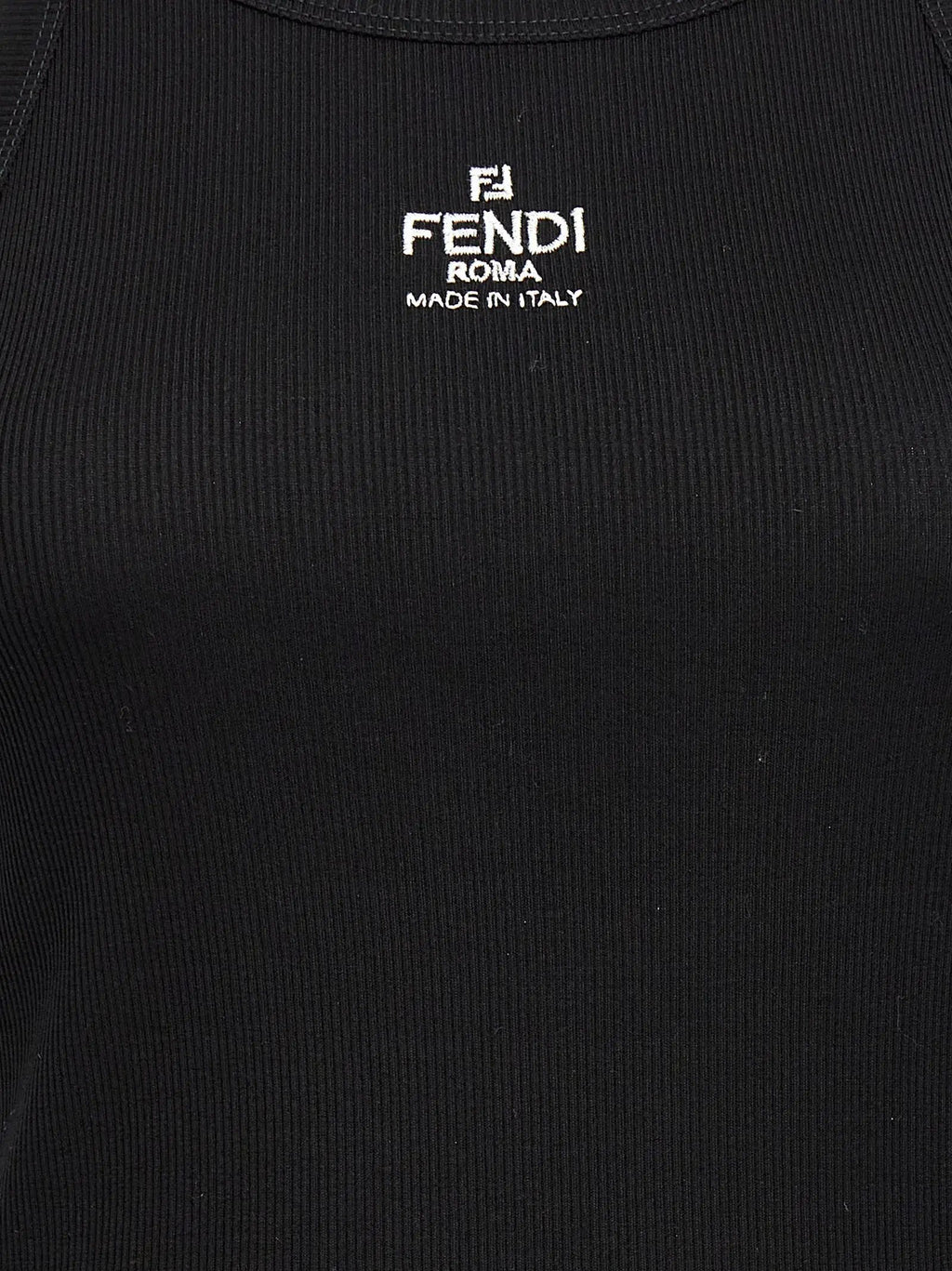 Fendi Black Cotton Sleeveles T-Shirt