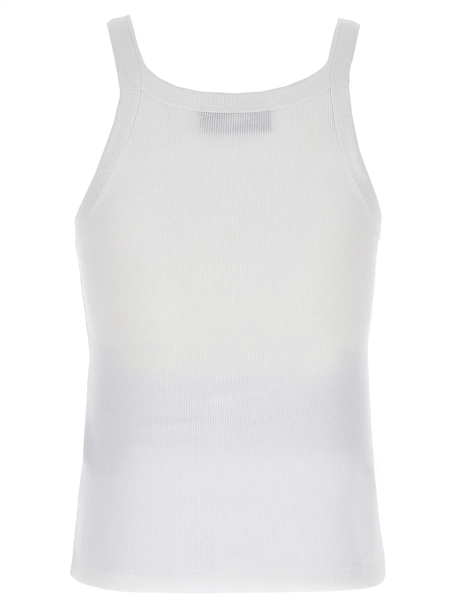 Fendi White Cotton Sleeveles T-Shirt