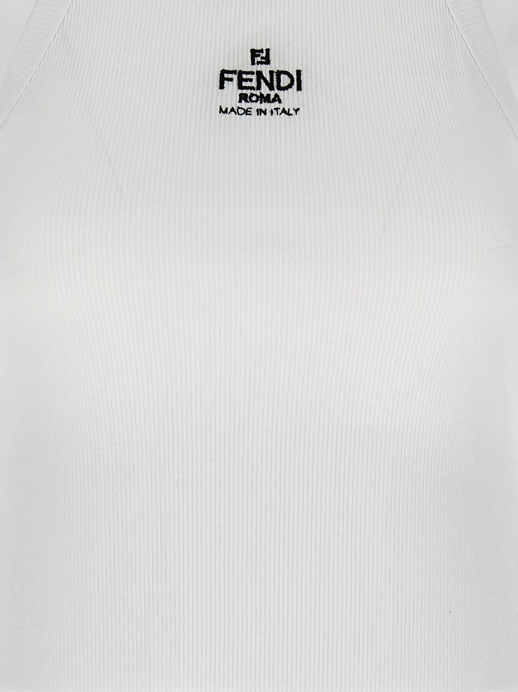 Fendi White Cotton Sleeveles T-Shirt