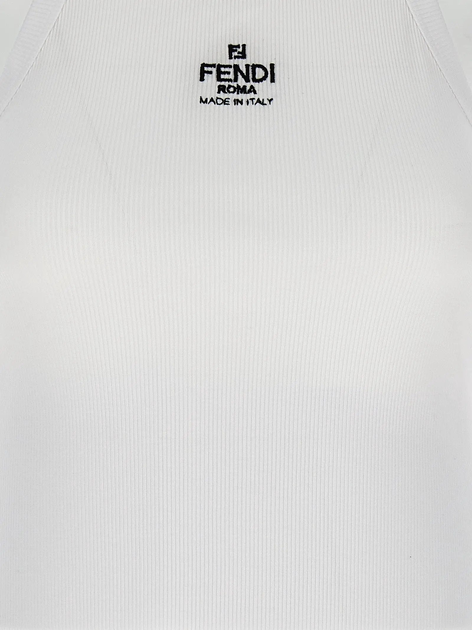Fendi White Cotton Sleeveles T-Shirt