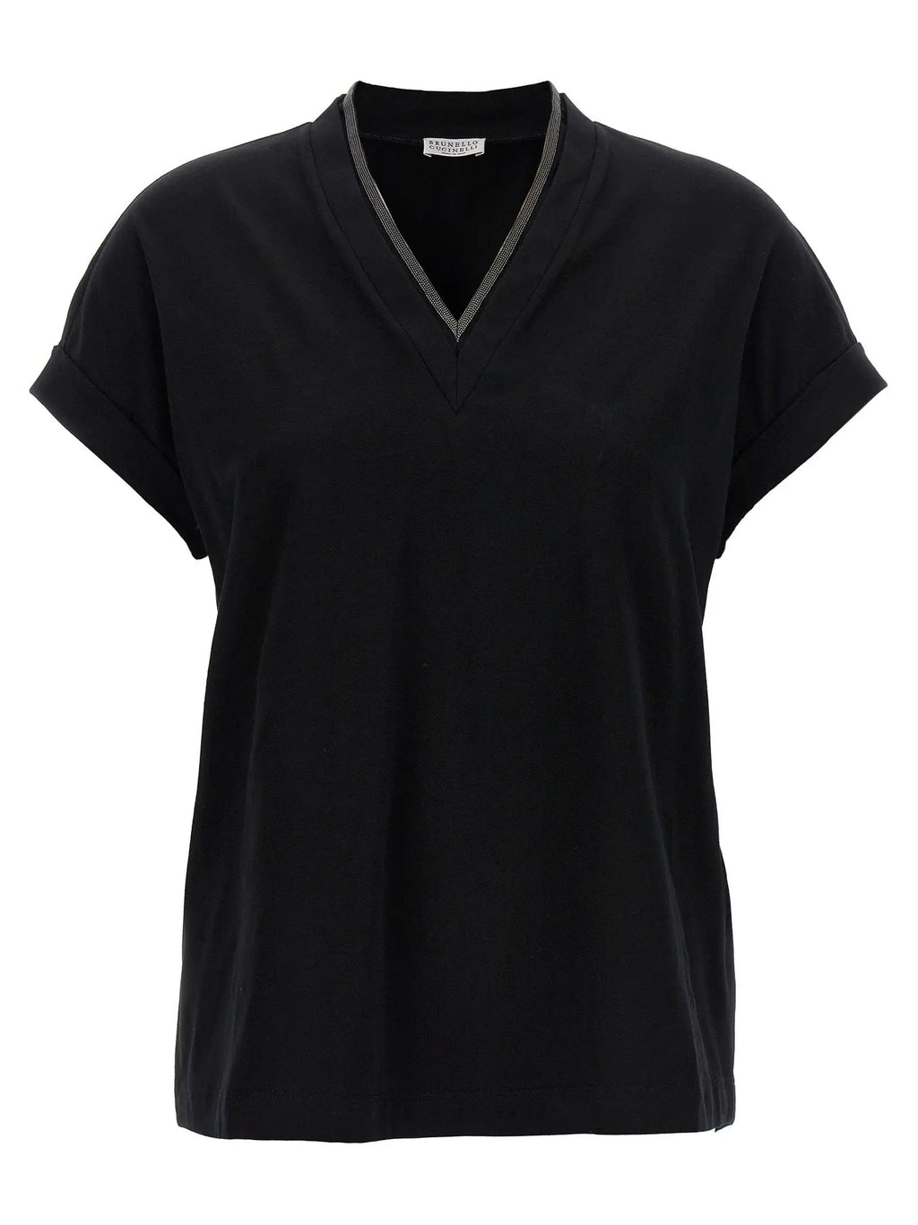 T-shirt en coton noir Brunello Cucinelli