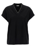 T-shirt en coton noir Brunello Cucinelli