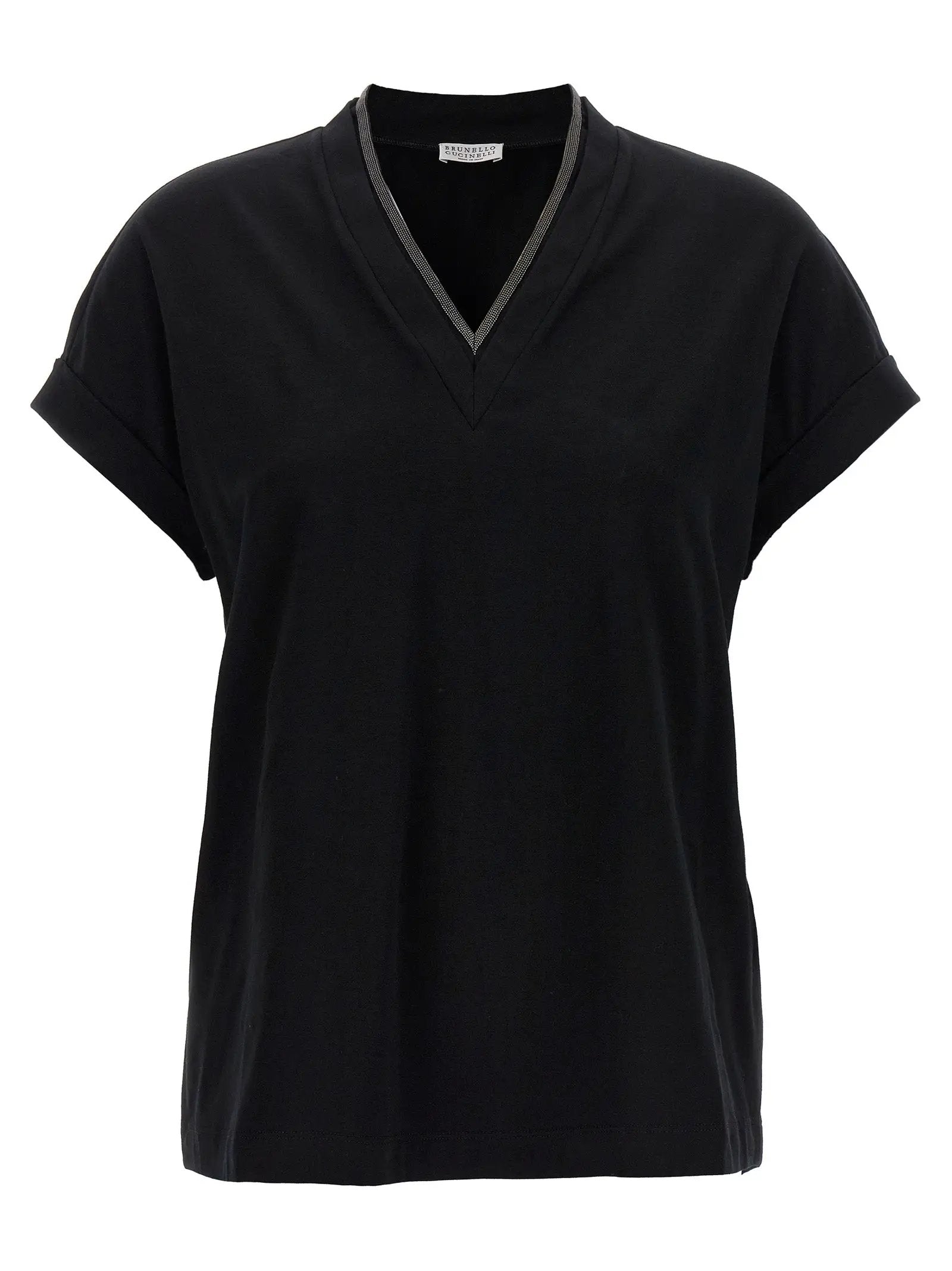 T-shirt en coton noir Brunello Cucinelli