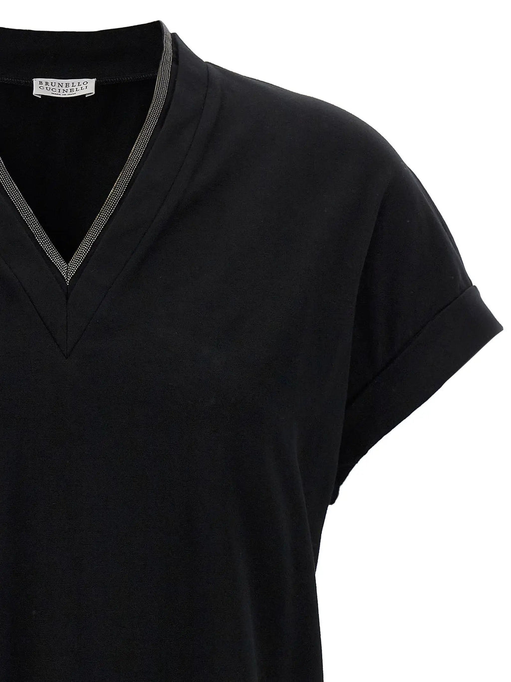 T-shirt en coton noir Brunello Cucinelli