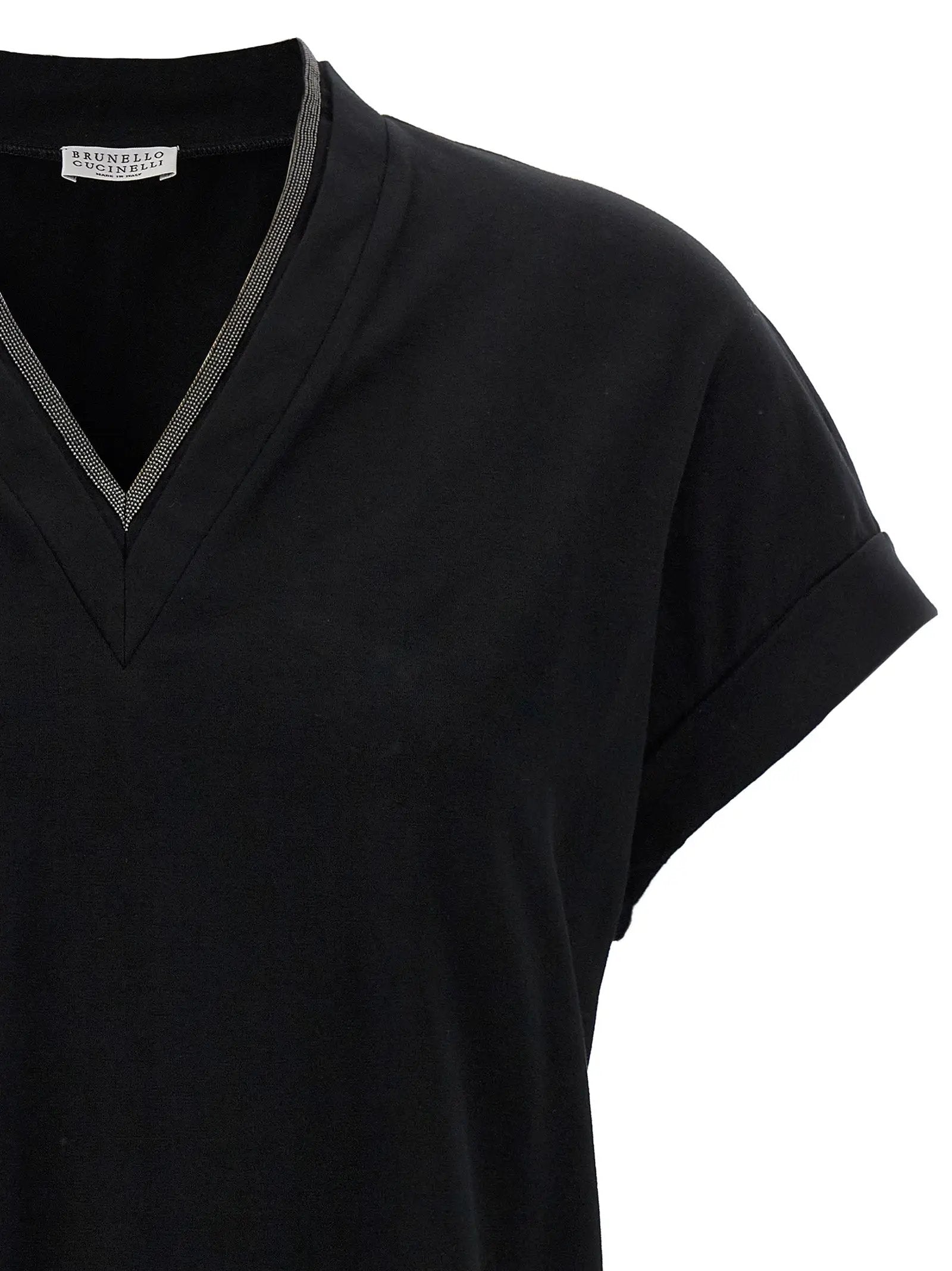 T-shirt en coton noir Brunello Cucinelli