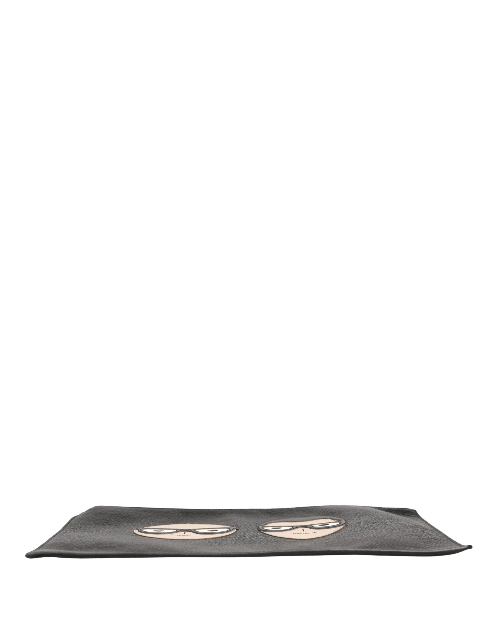 Dolce & Gabbana Black #DGFamily Embellished Leather Clutch Borse Bag