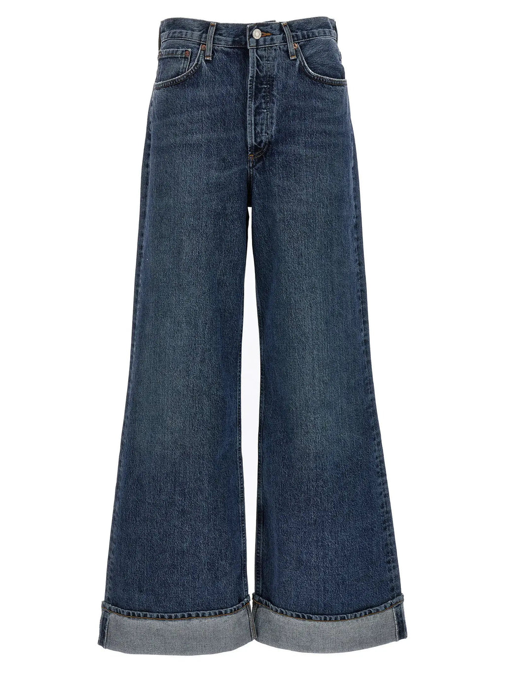 Jean en coton bleu doré