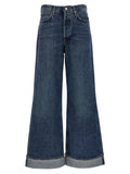 Jean en coton bleu doré