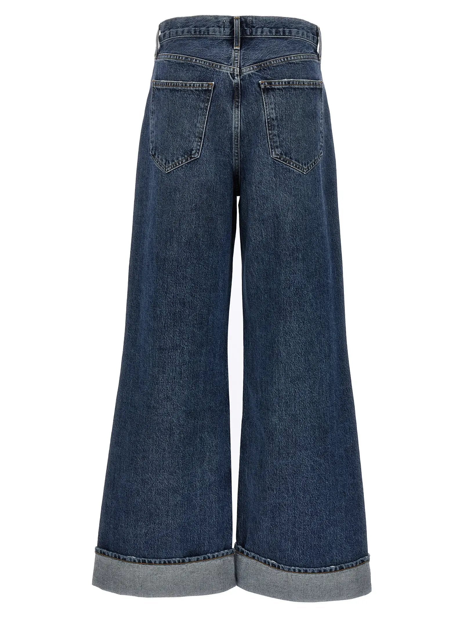 Jean en coton bleu doré
