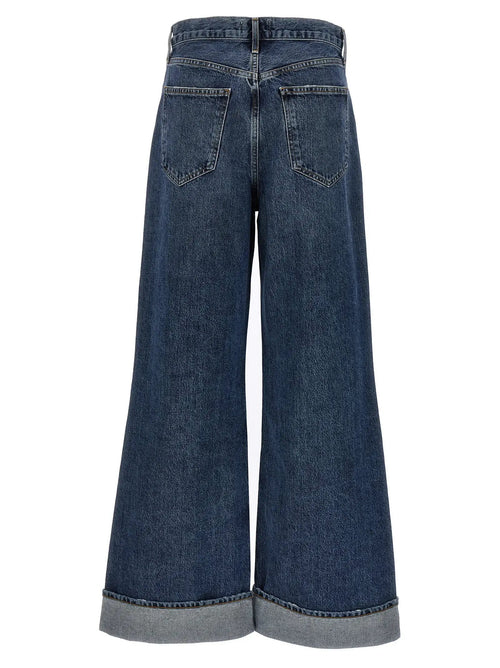 Jean en coton bleu doré