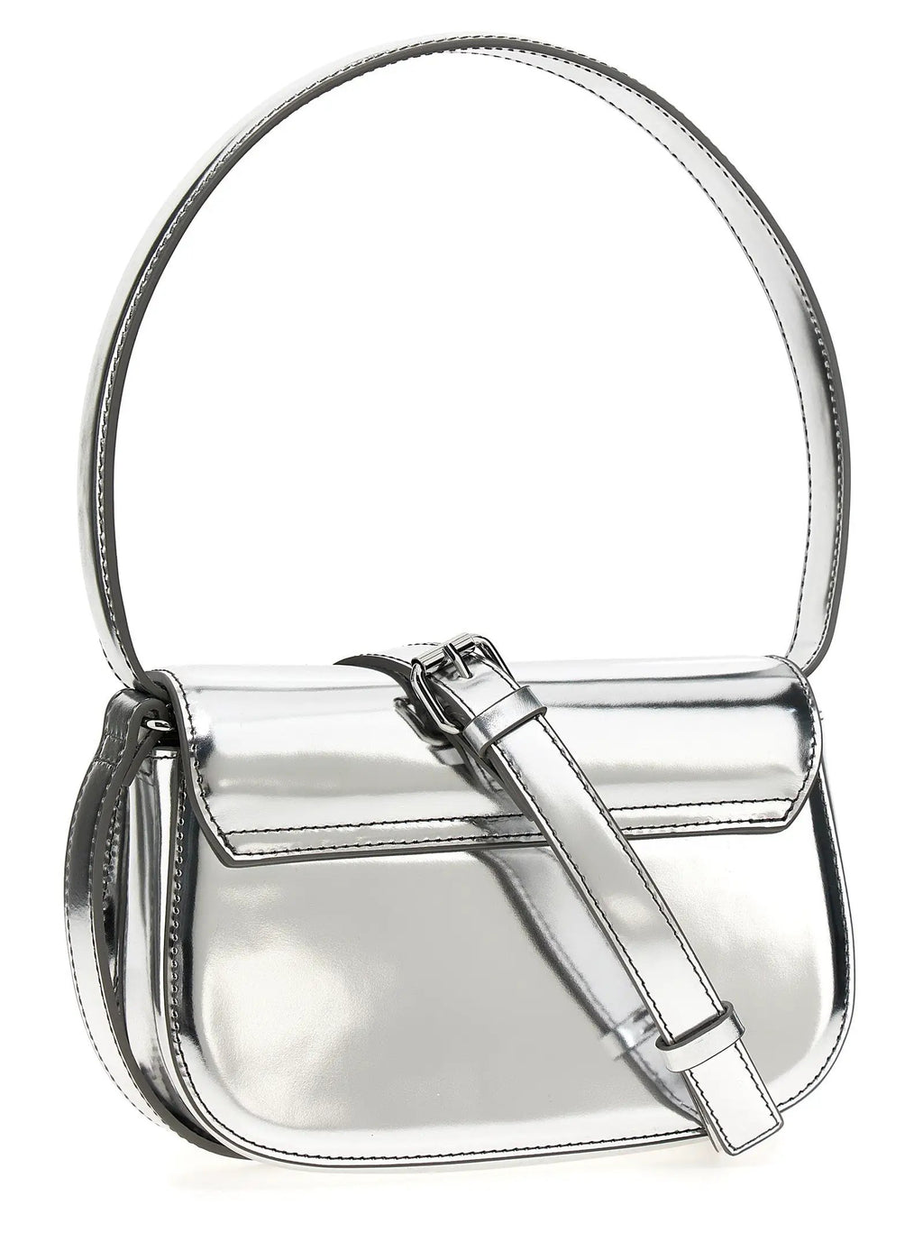 Diesel Silver Cowhide Shoulder Bag