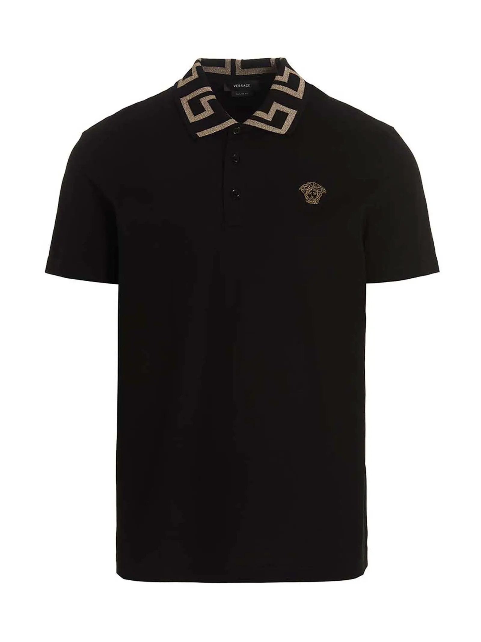 Versace Black Cotton Polo Shirt