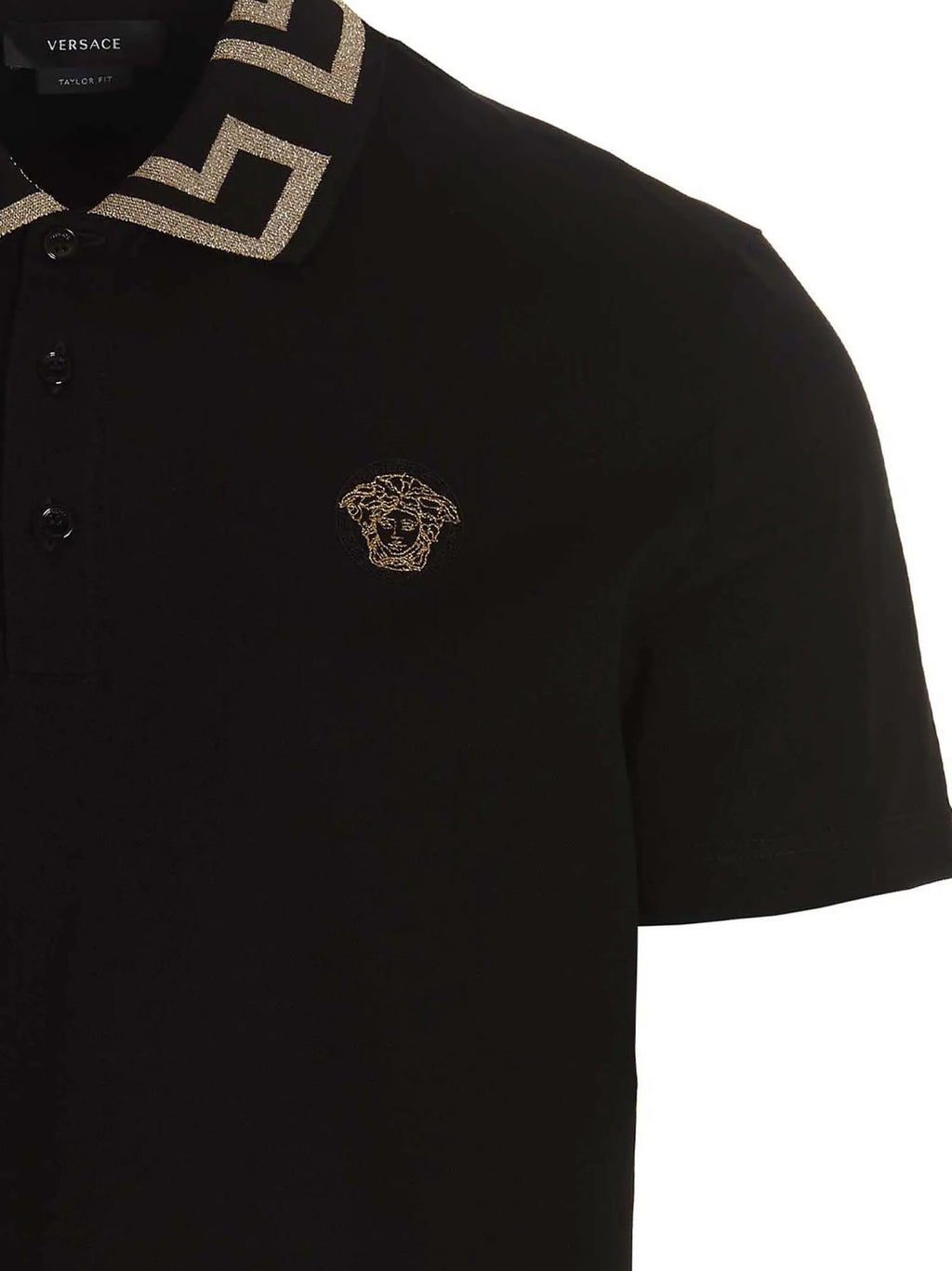 Versace Black Cotton Polo Shirt
