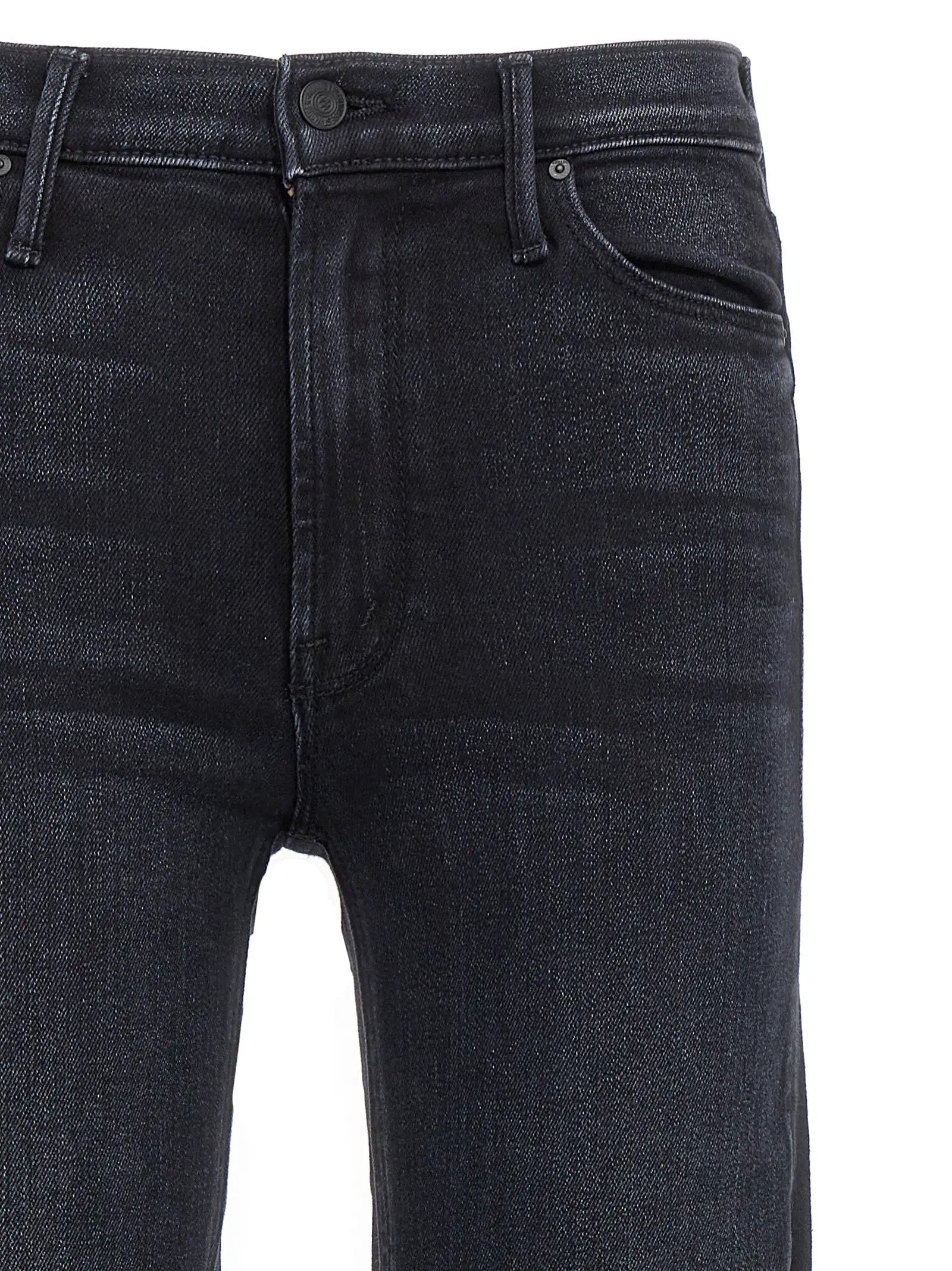 Mother Denim Black Cotton Slim Fit Jeans