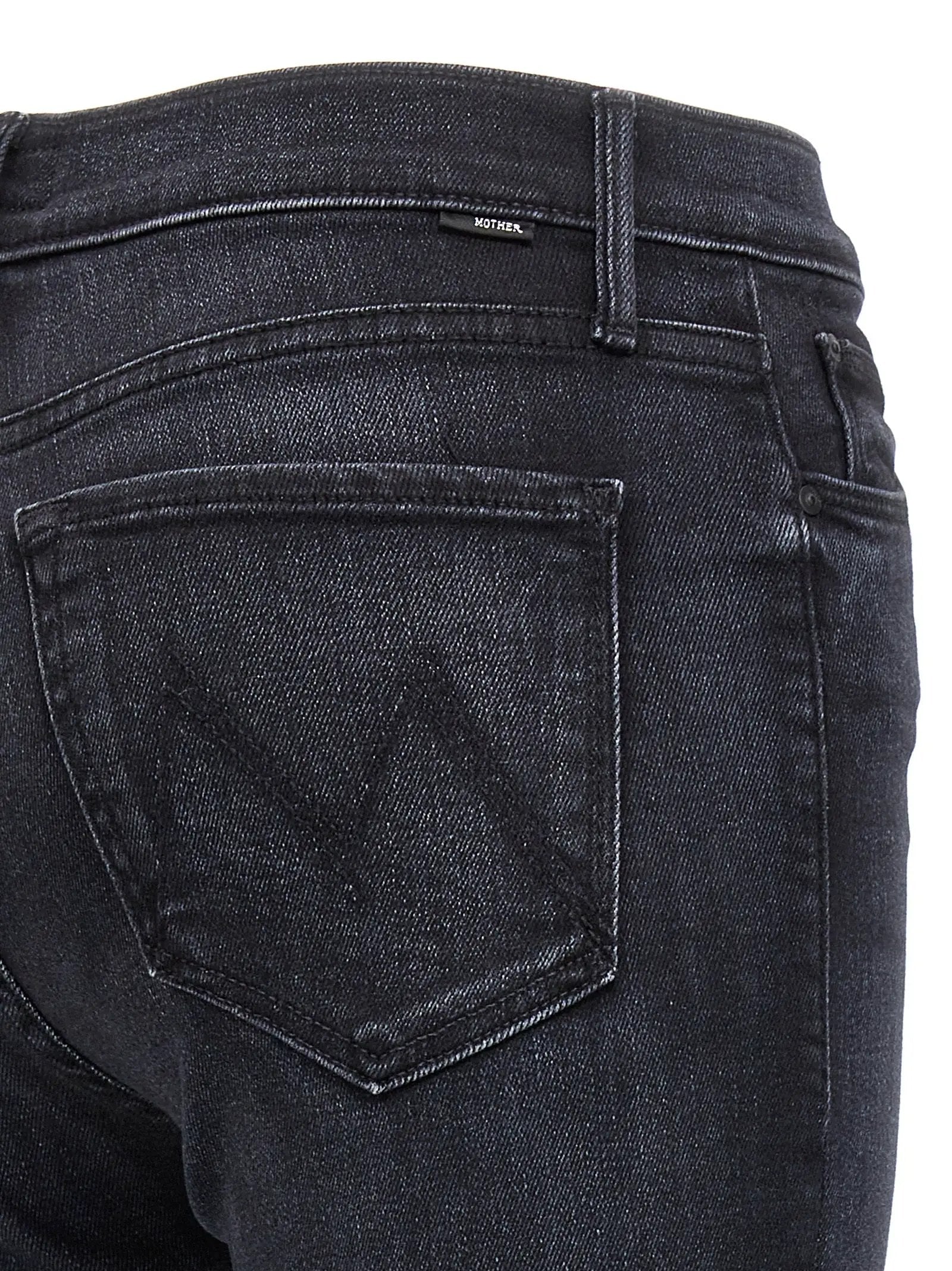 Mother Denim Black Cotton Slim Fit Jeans