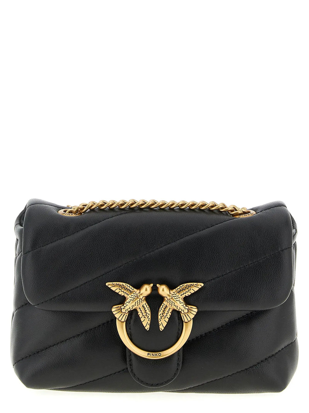 PINKO Black Lamb Leather Crossbody Bag