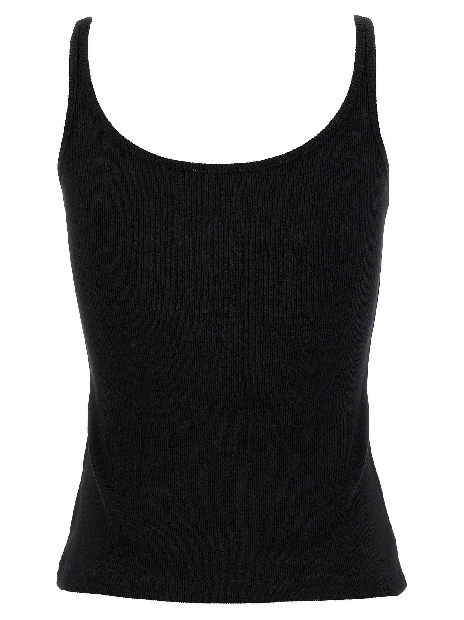 Off-White Black Cotton Sleeveles T-Shirt