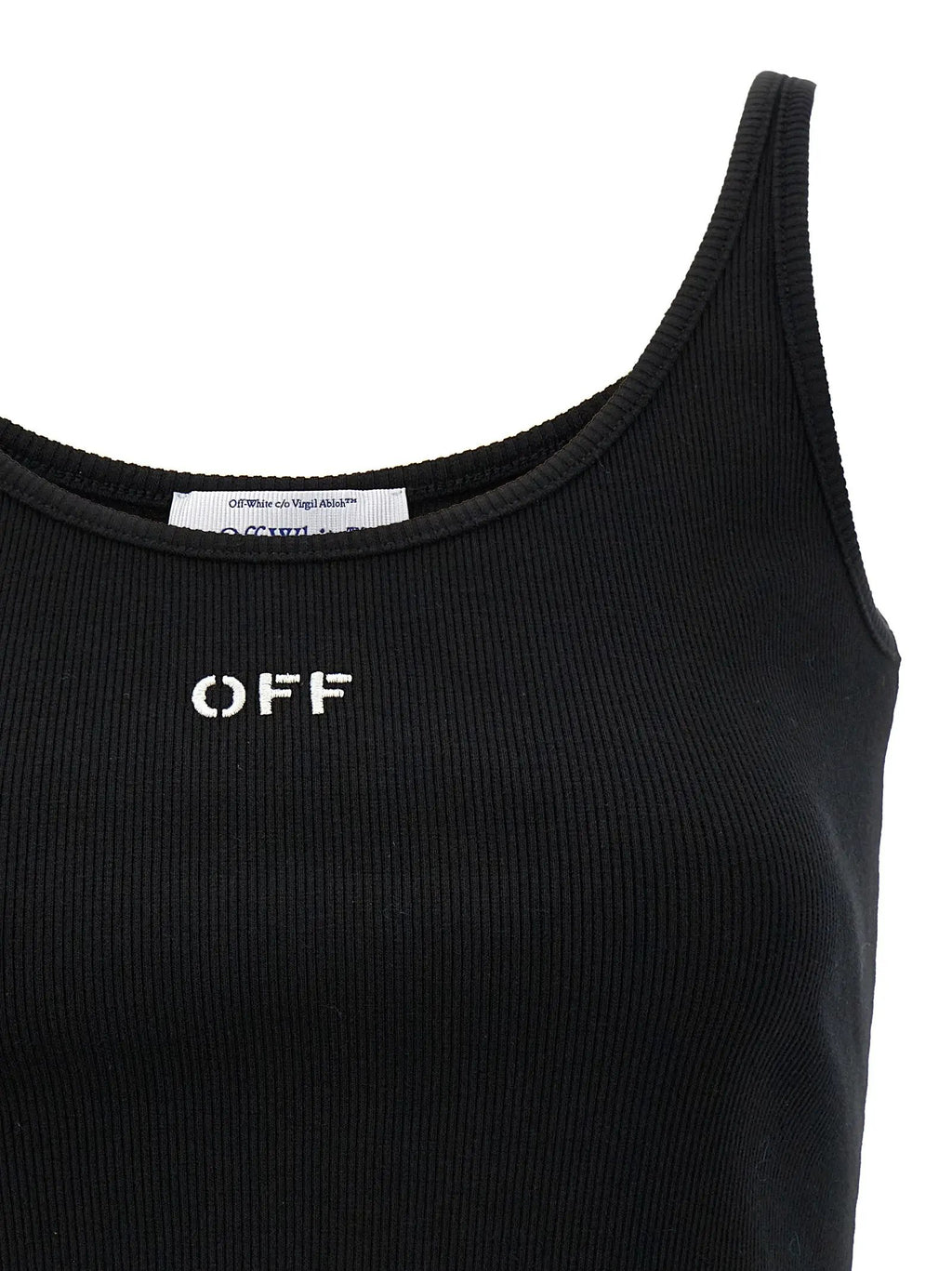 Off-White Black Cotton Sleeveles T-Shirt