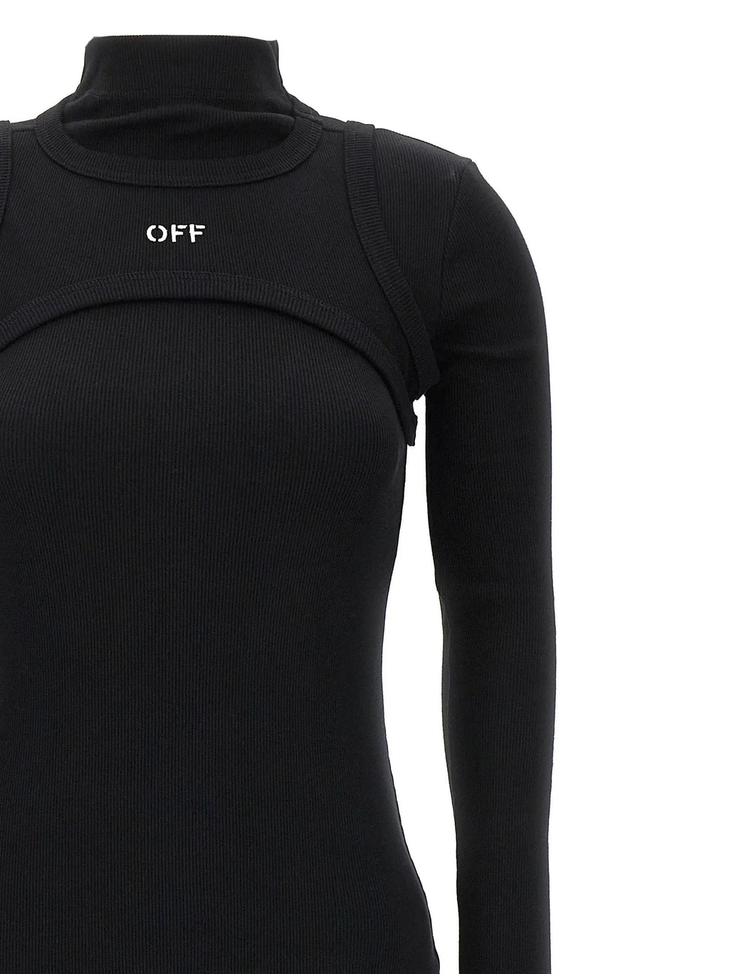 Off-White Black Cotton Midi Dress