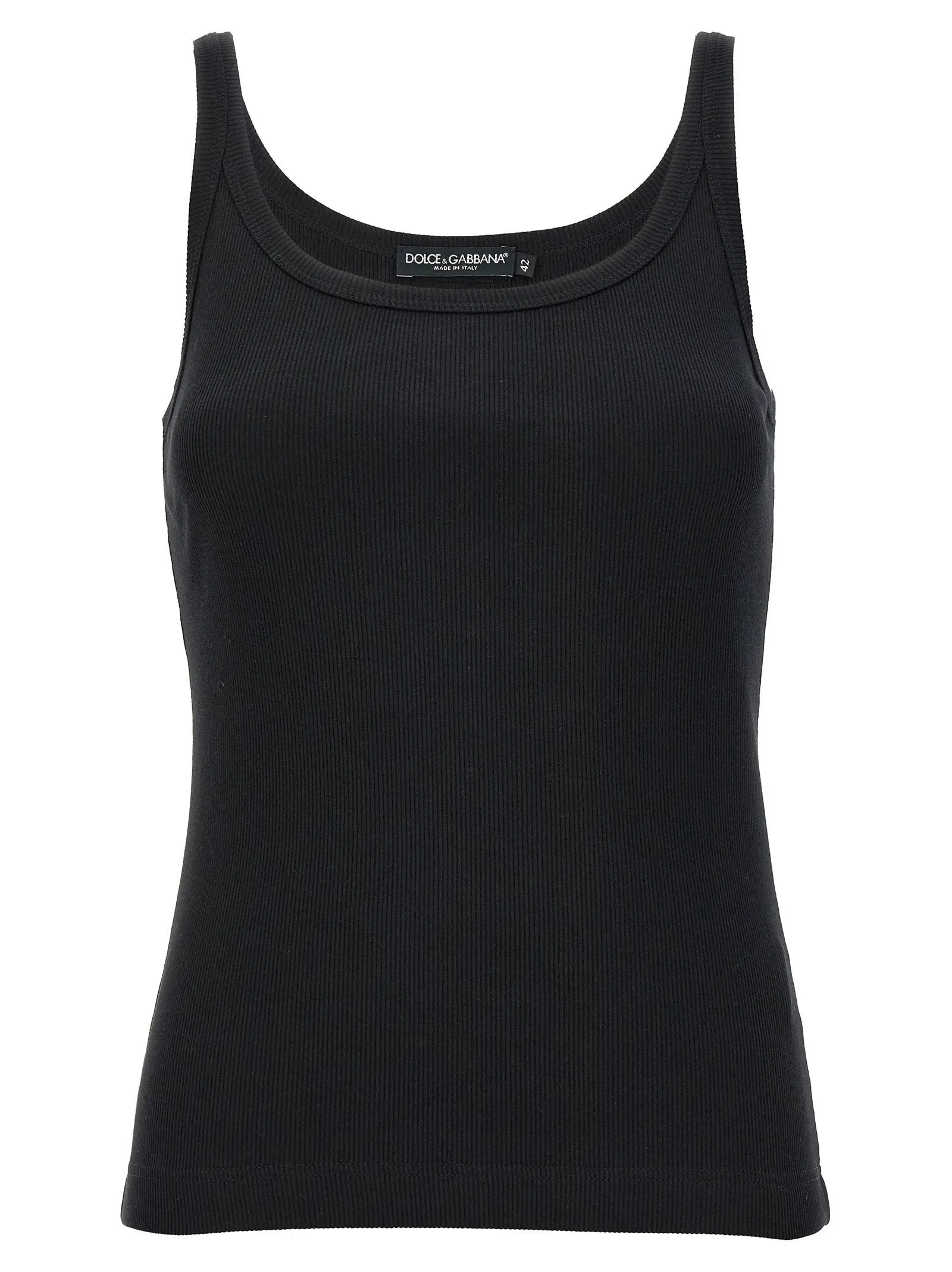 Dolce & Gabbana Black Cotton Tank Tops