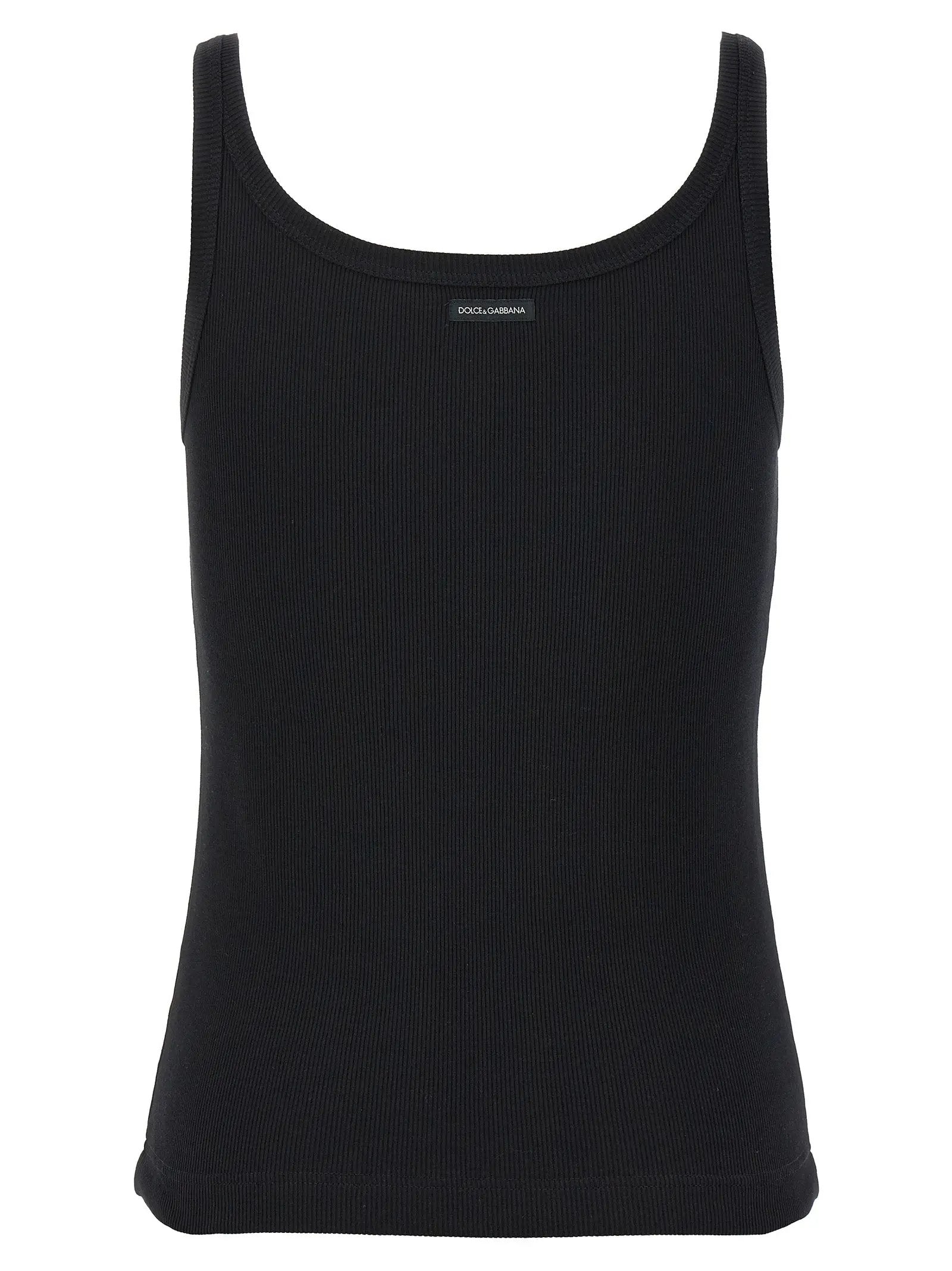 Dolce & Gabbana Black Cotton Tank Tops