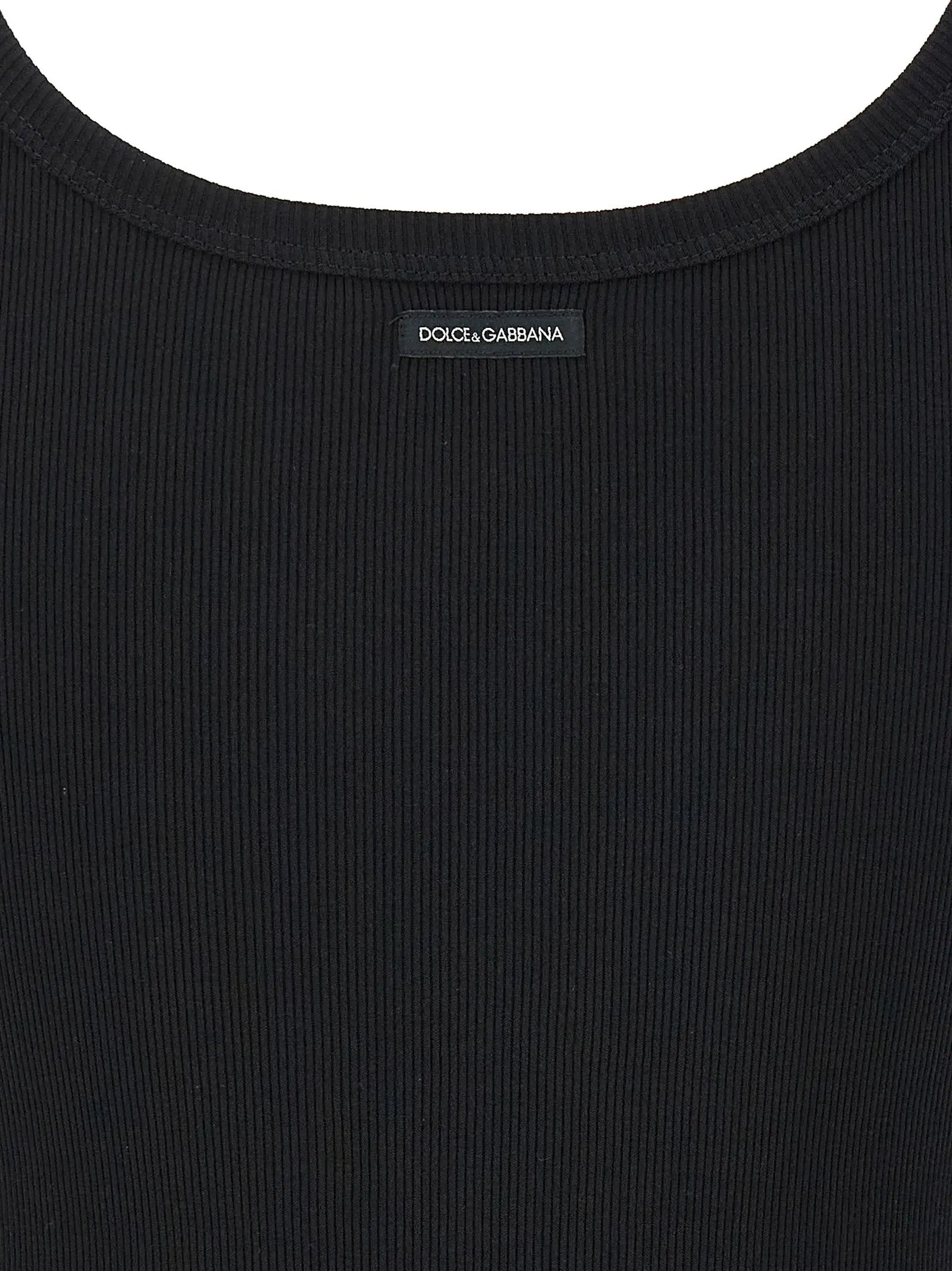 Dolce & Gabbana Black Cotton Tank Tops
