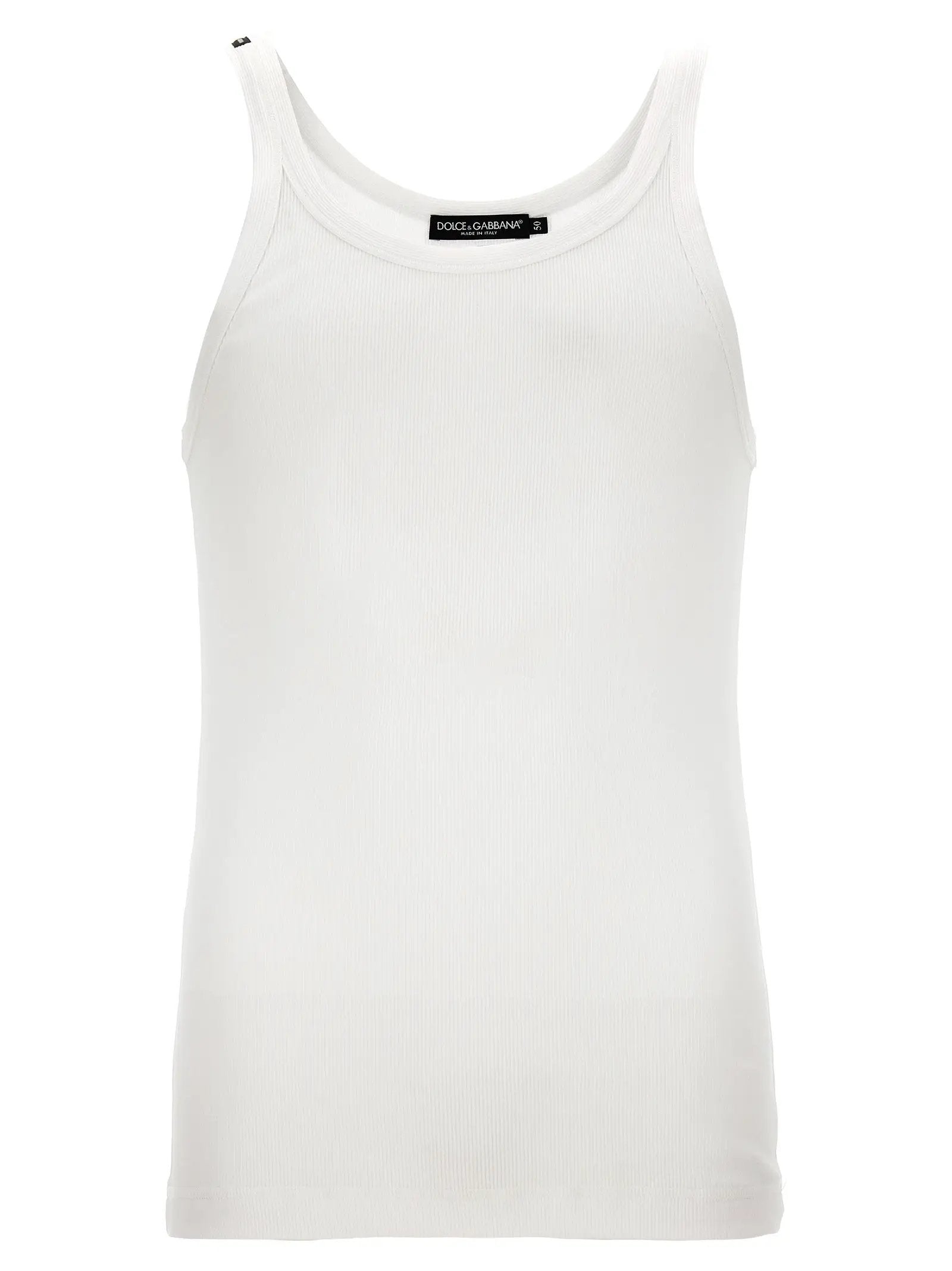Dolce & Gabbana White Cotton Tank Tops