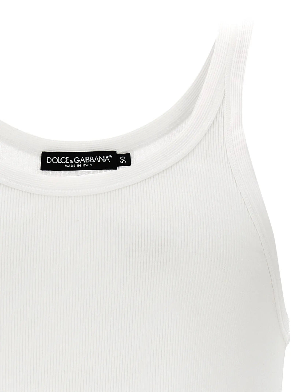 Dolce & Gabbana White Cotton Tank Tops