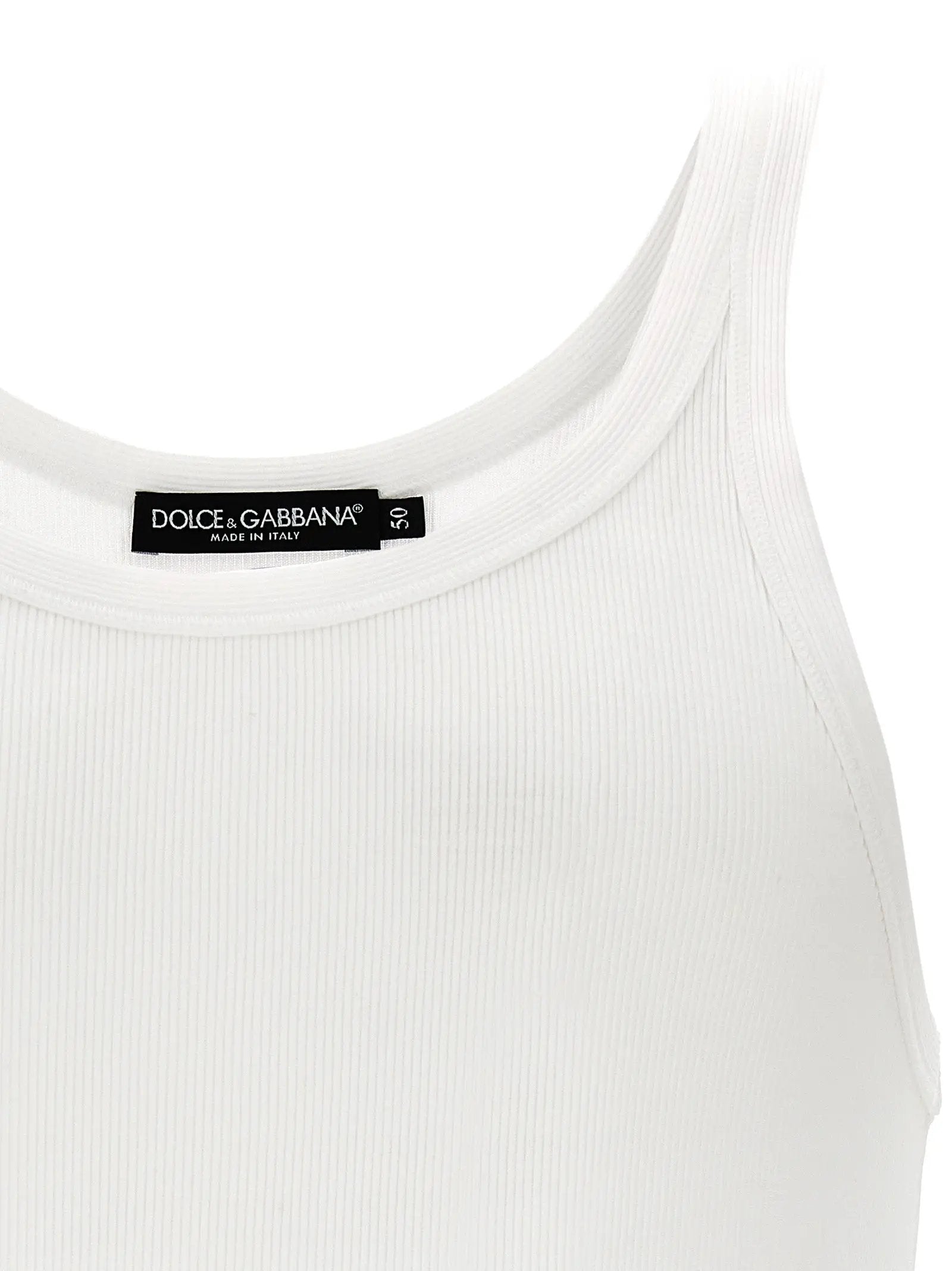 Dolce & Gabbana White Cotton Tank Tops
