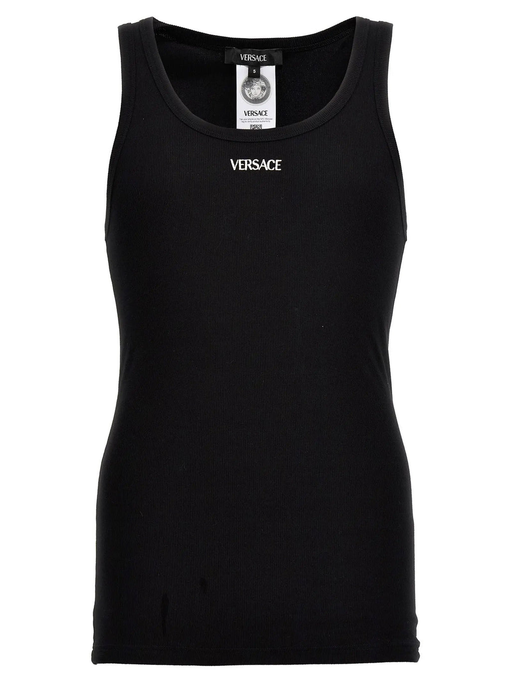 Versace Black Cotton Sleeveles T-Shirt