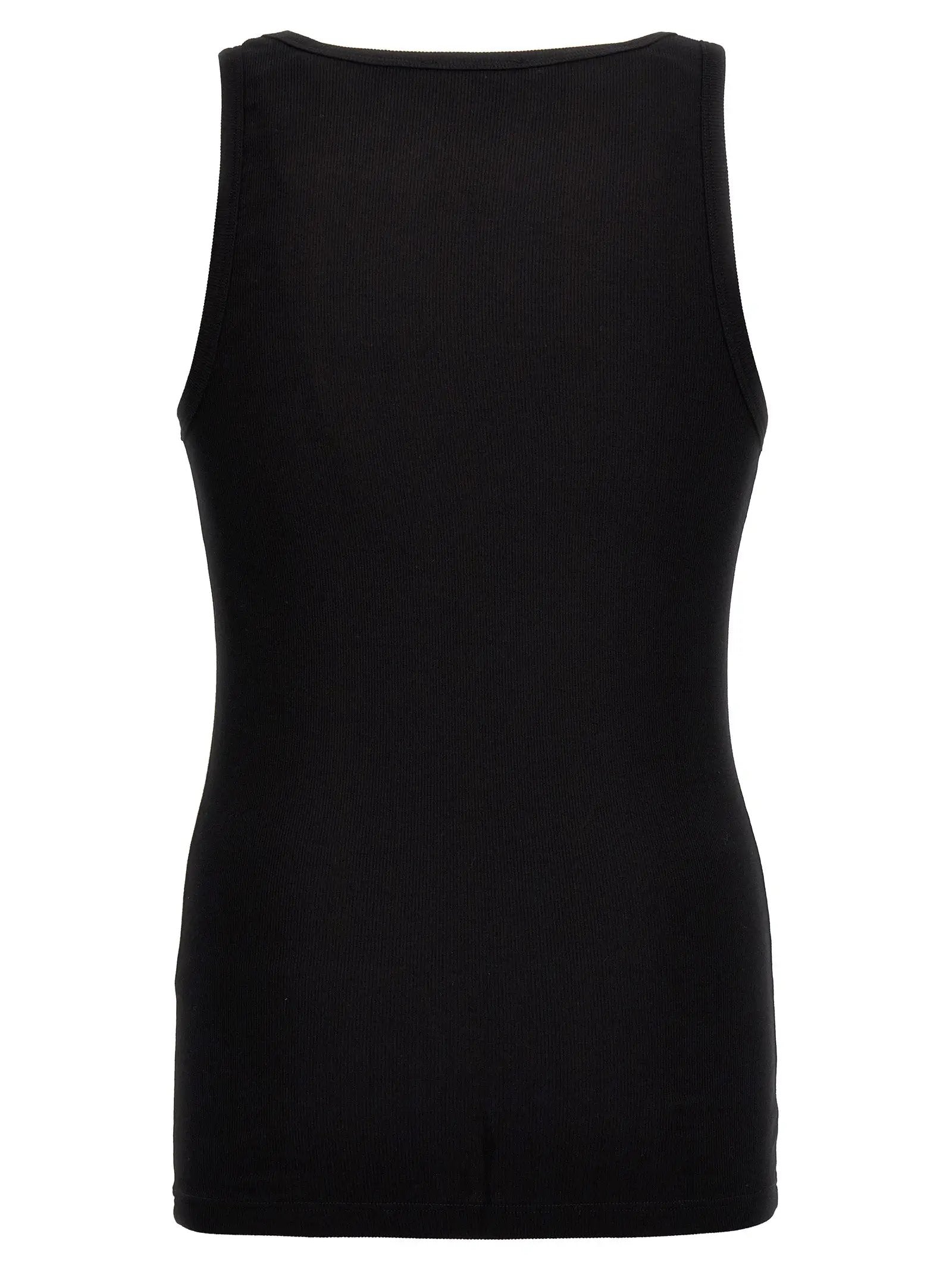 Versace Black Cotton Sleeveles T-Shirt