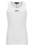 Versace White Cotton Sleeveles T-Shirt