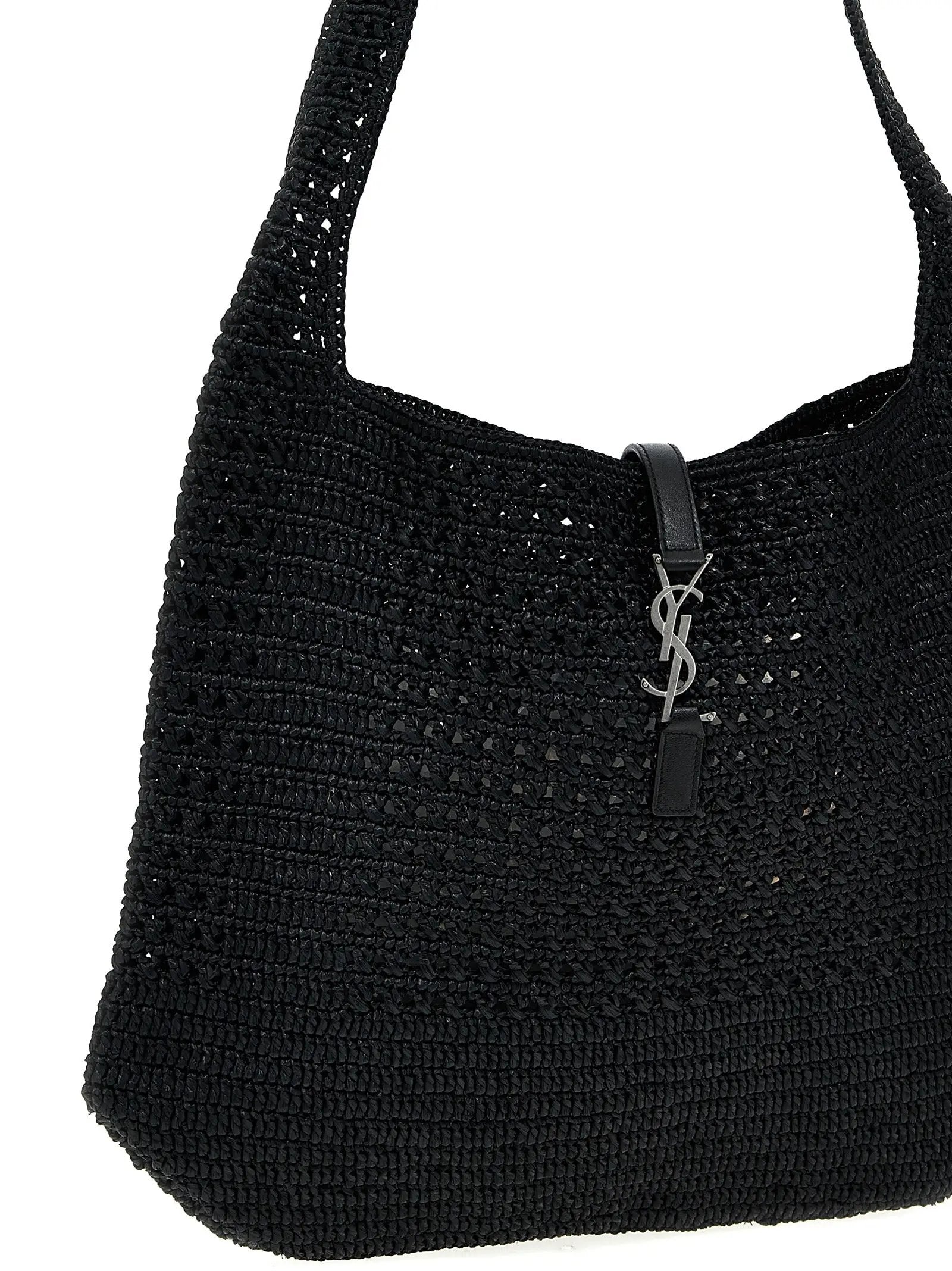 Saint Laurent Black Raffia Tote Bag