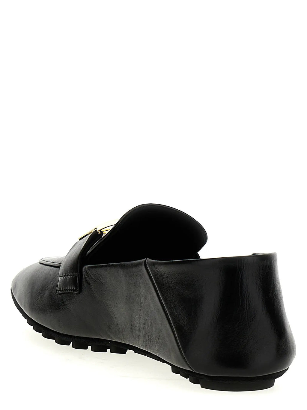 Fendi Black Lamb Leather Slip-On Loafers