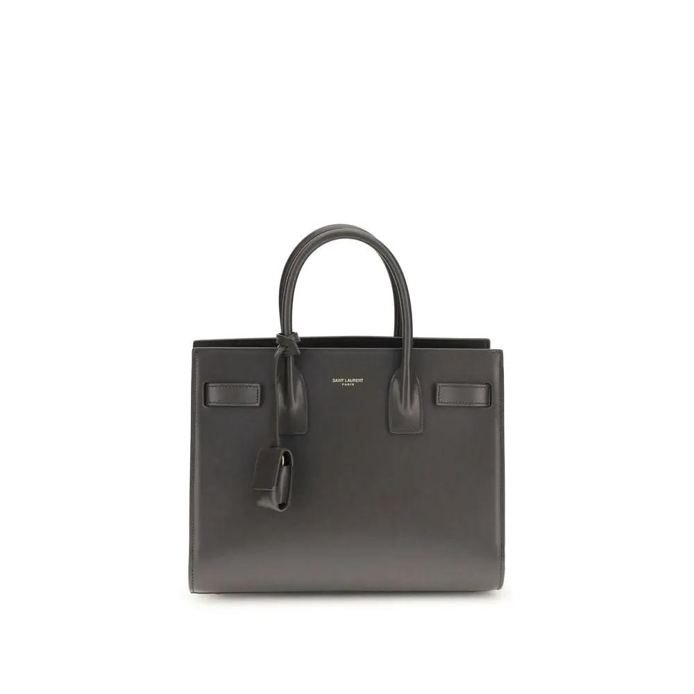 Sac à main Saint Laurent en cuir de veau gris Bos Taurus