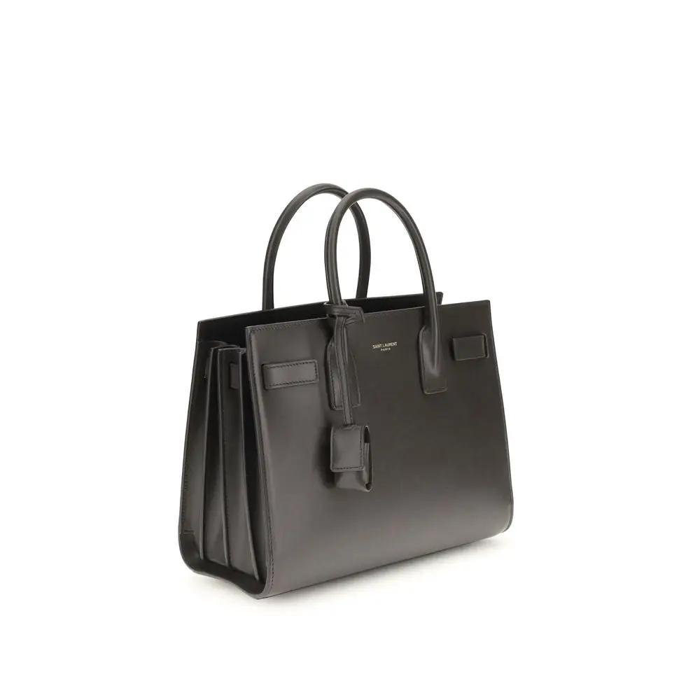Sac à main Saint Laurent en cuir de veau gris Bos Taurus