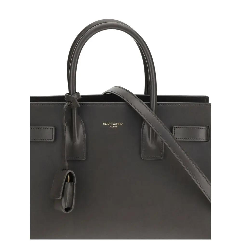 Sac à main Saint Laurent en cuir de veau gris Bos Taurus