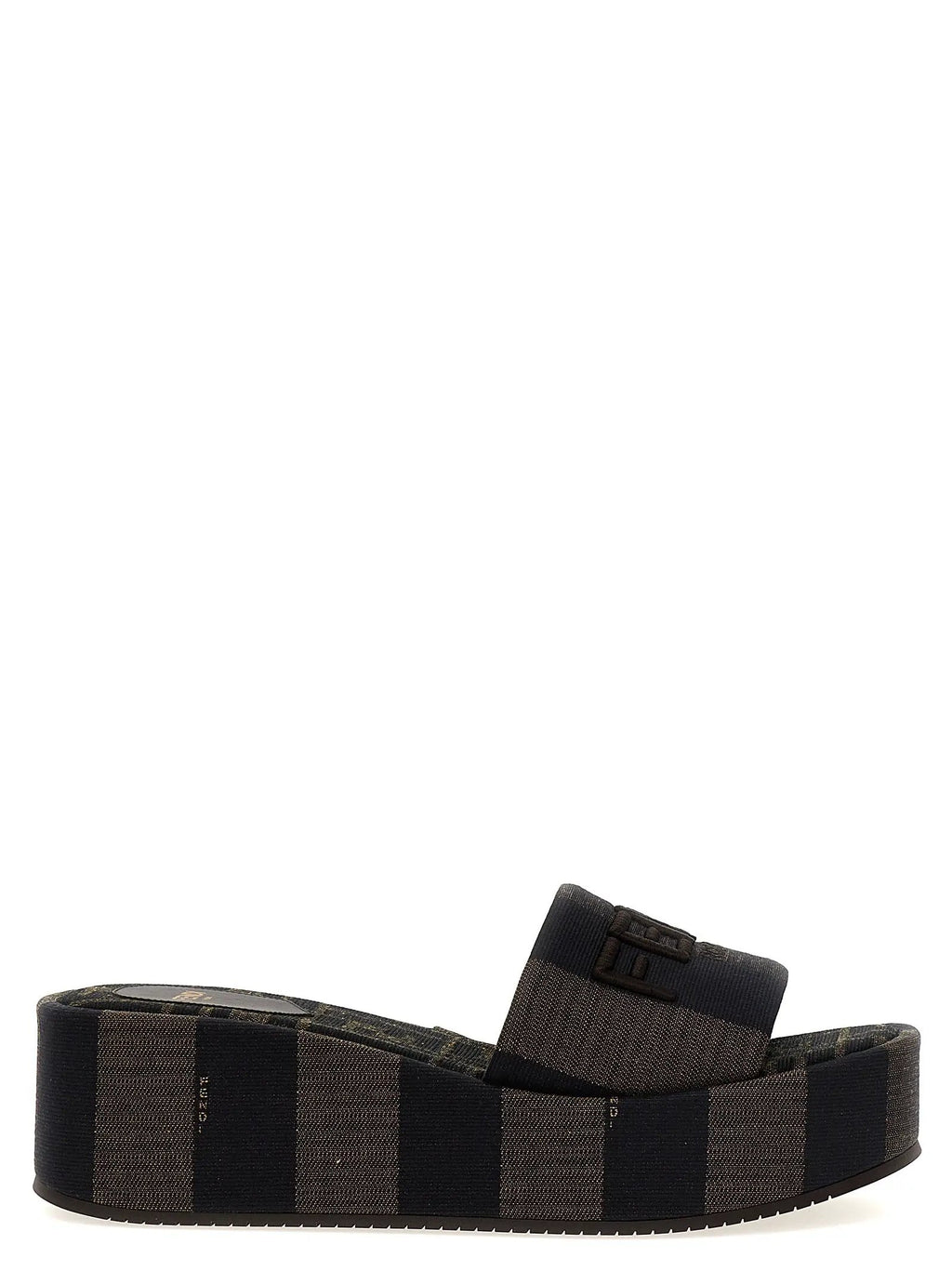 Fendi Brown Cotton Slides