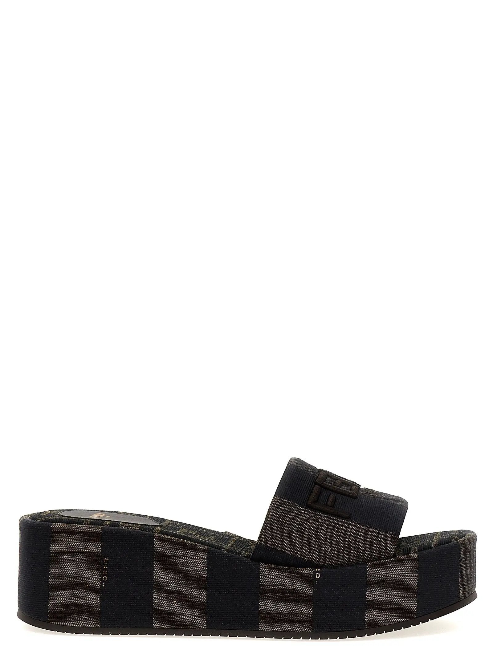Fendi Brown Cotton Slides