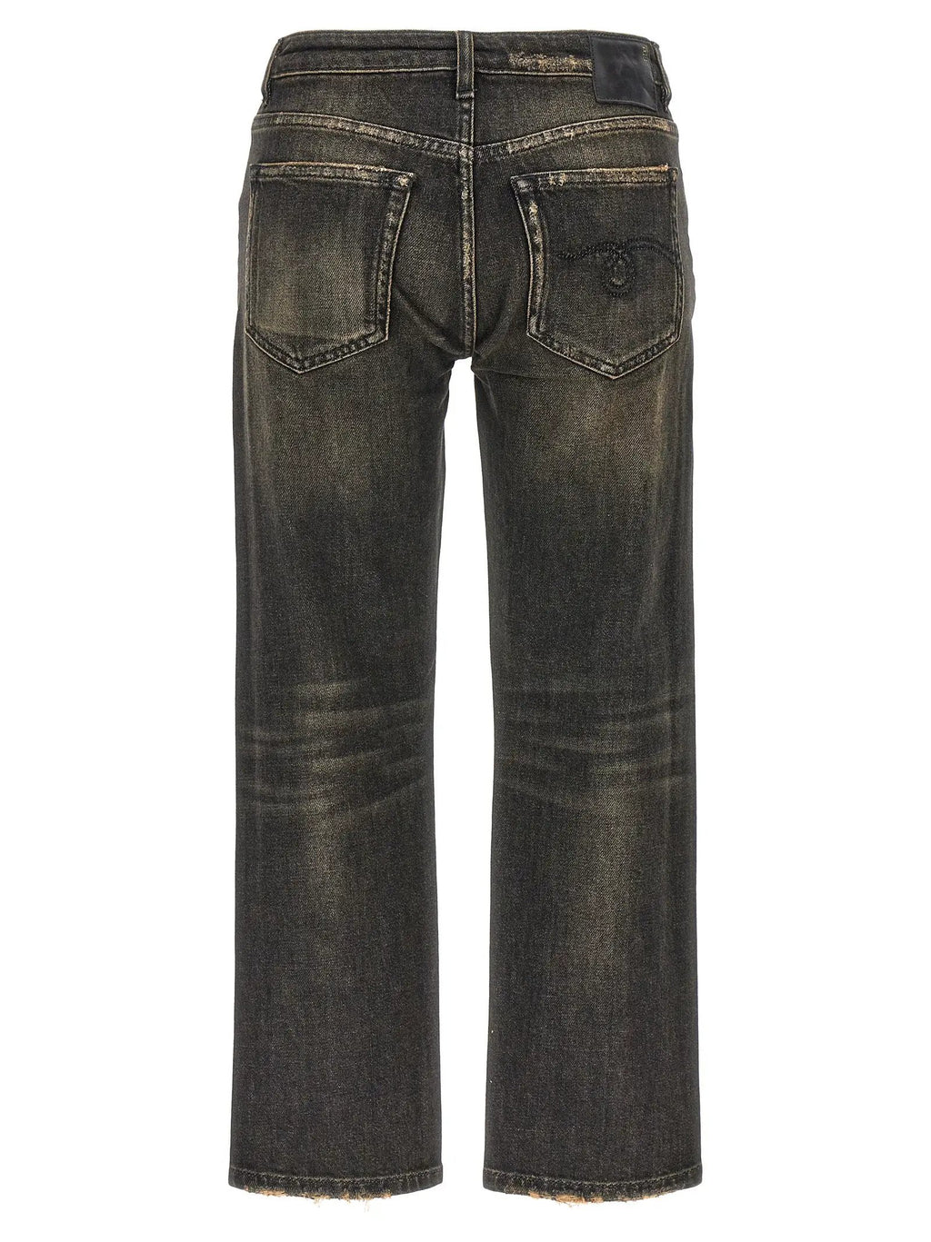 R13 Black Cotton Boyfriend Jeans