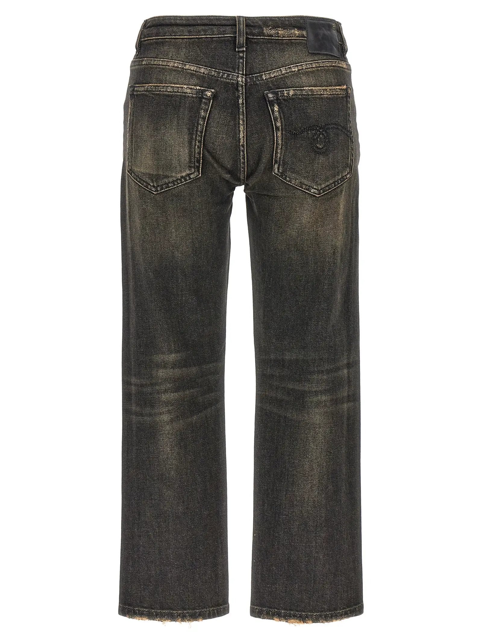 R13 Black Cotton Boyfriend Jeans