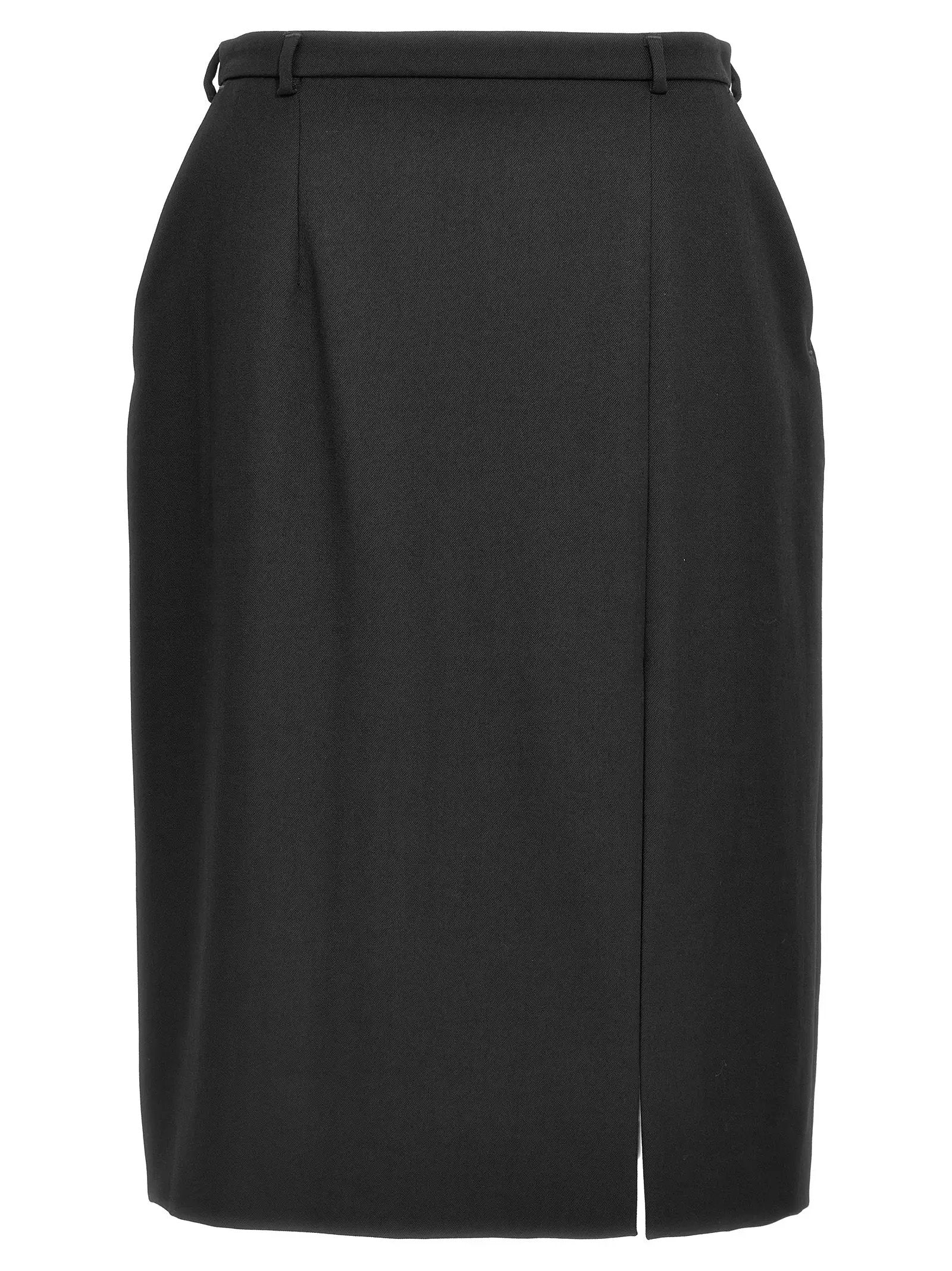 Dolce & Gabbana Black Virgin Wool Midi Skirt