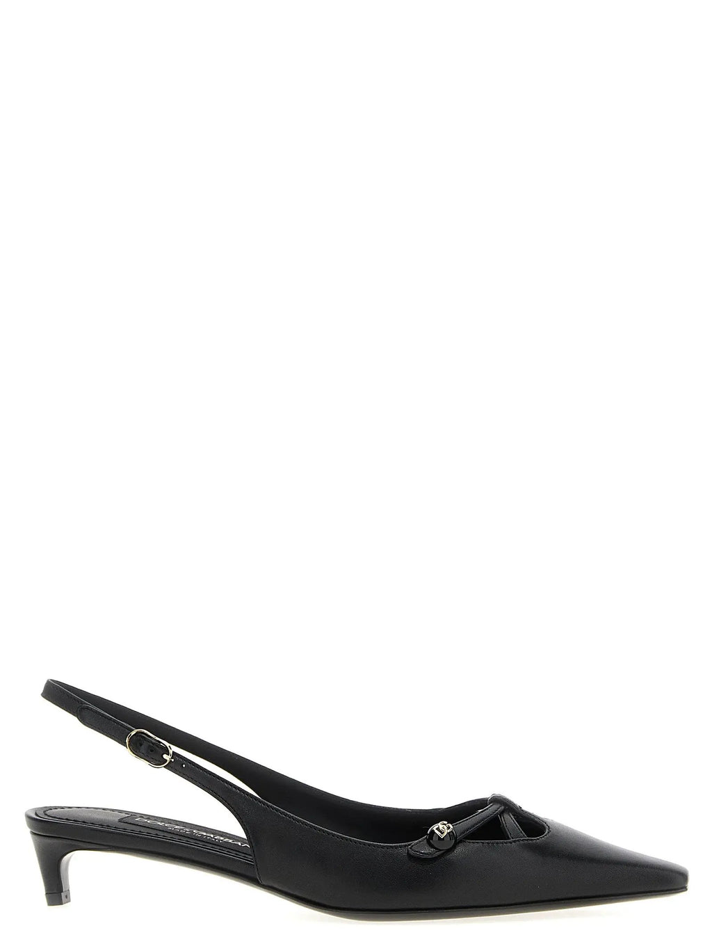 Dolce & Gabbana Black Lamb Leather Mid Heel Pumps