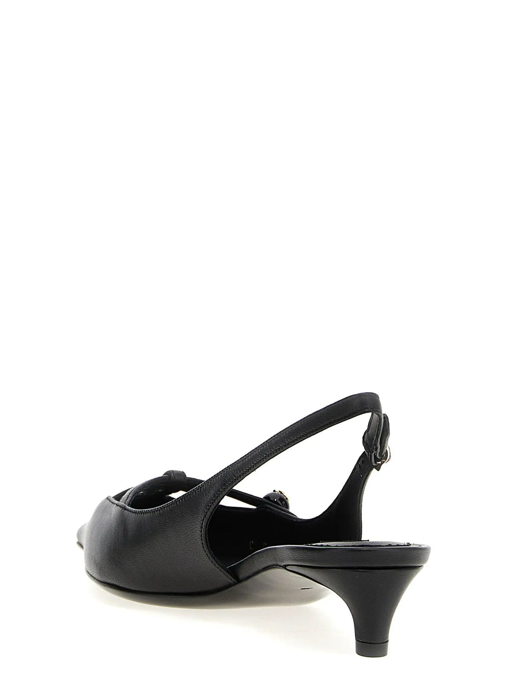 Dolce & Gabbana Black Lamb Leather Mid Heel Pumps