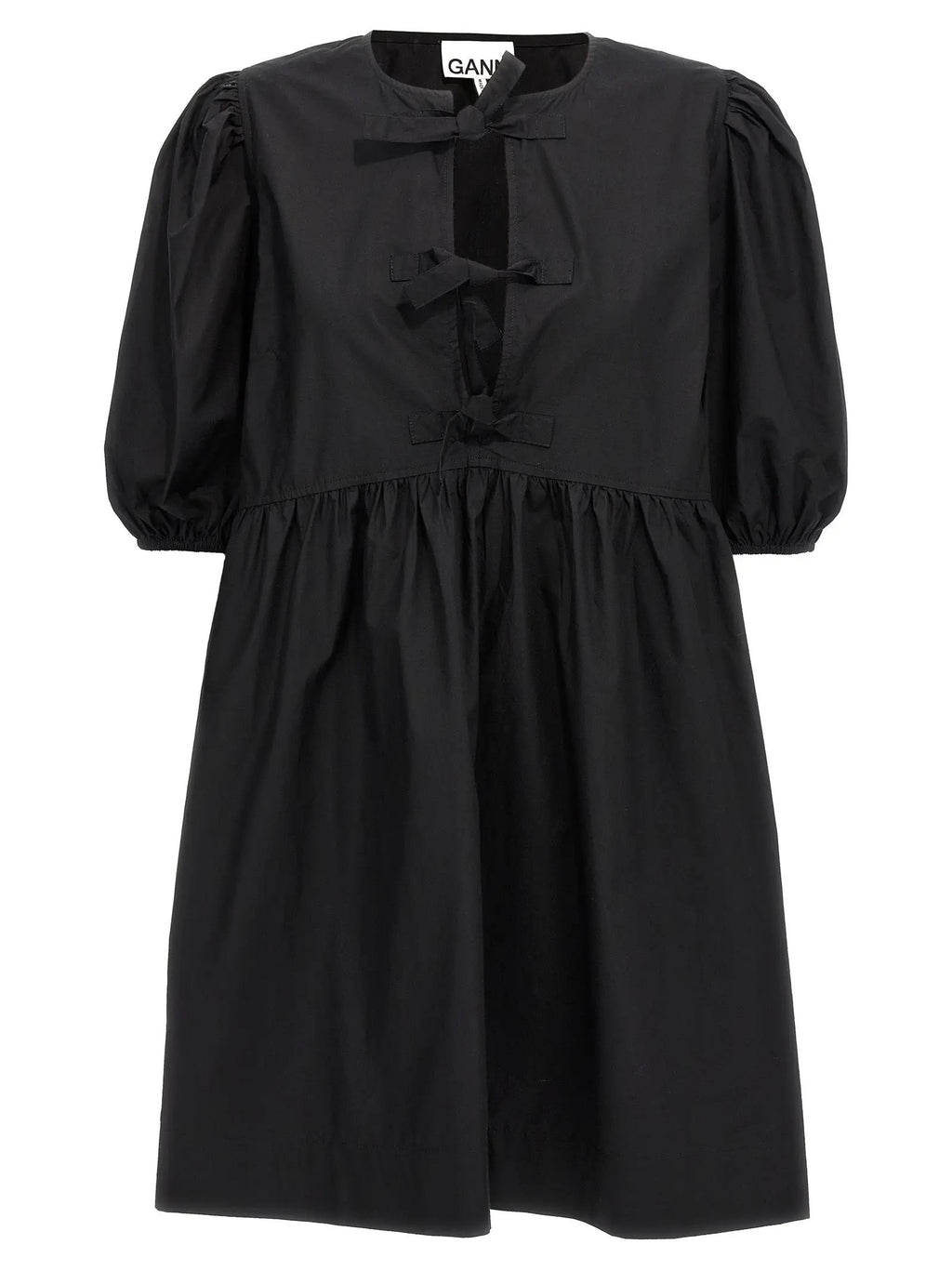 Ganni Black Cotton Short Dress