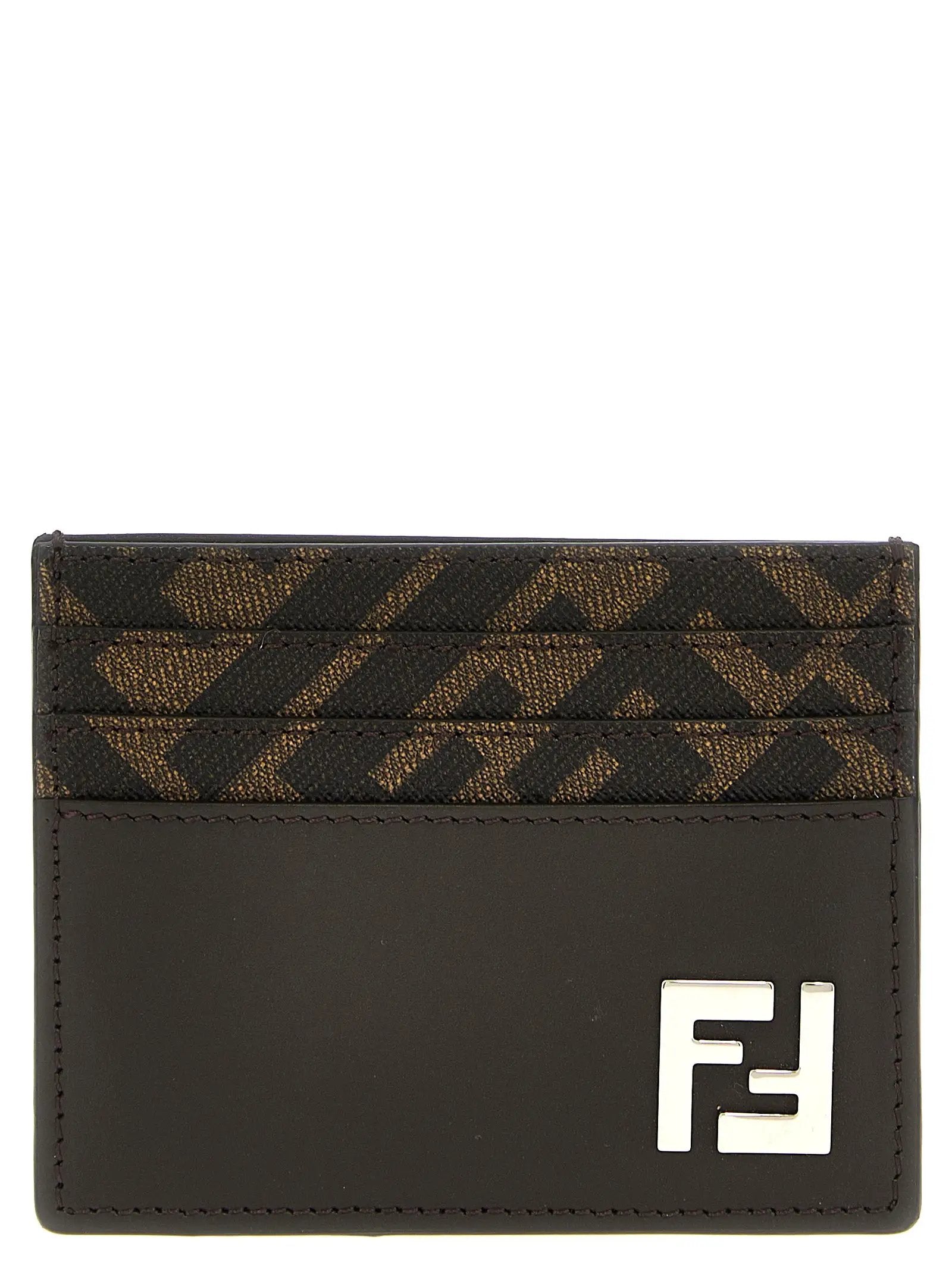 Fendi Brown Calf Leather Bos Taurus Cardholder
