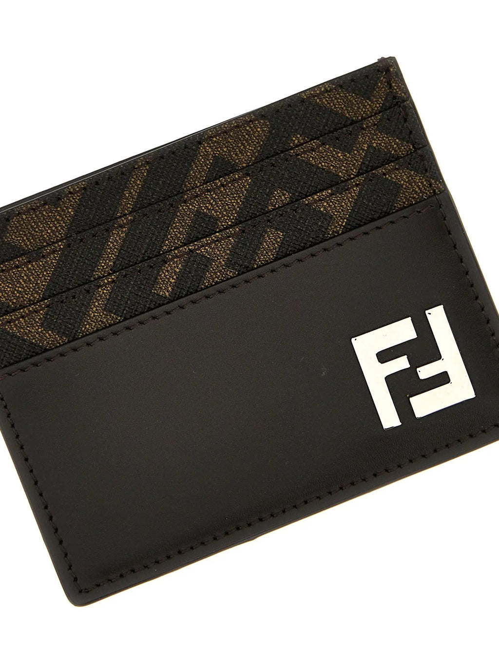 Fendi Brown Calf Leather Bos Taurus Cardholder