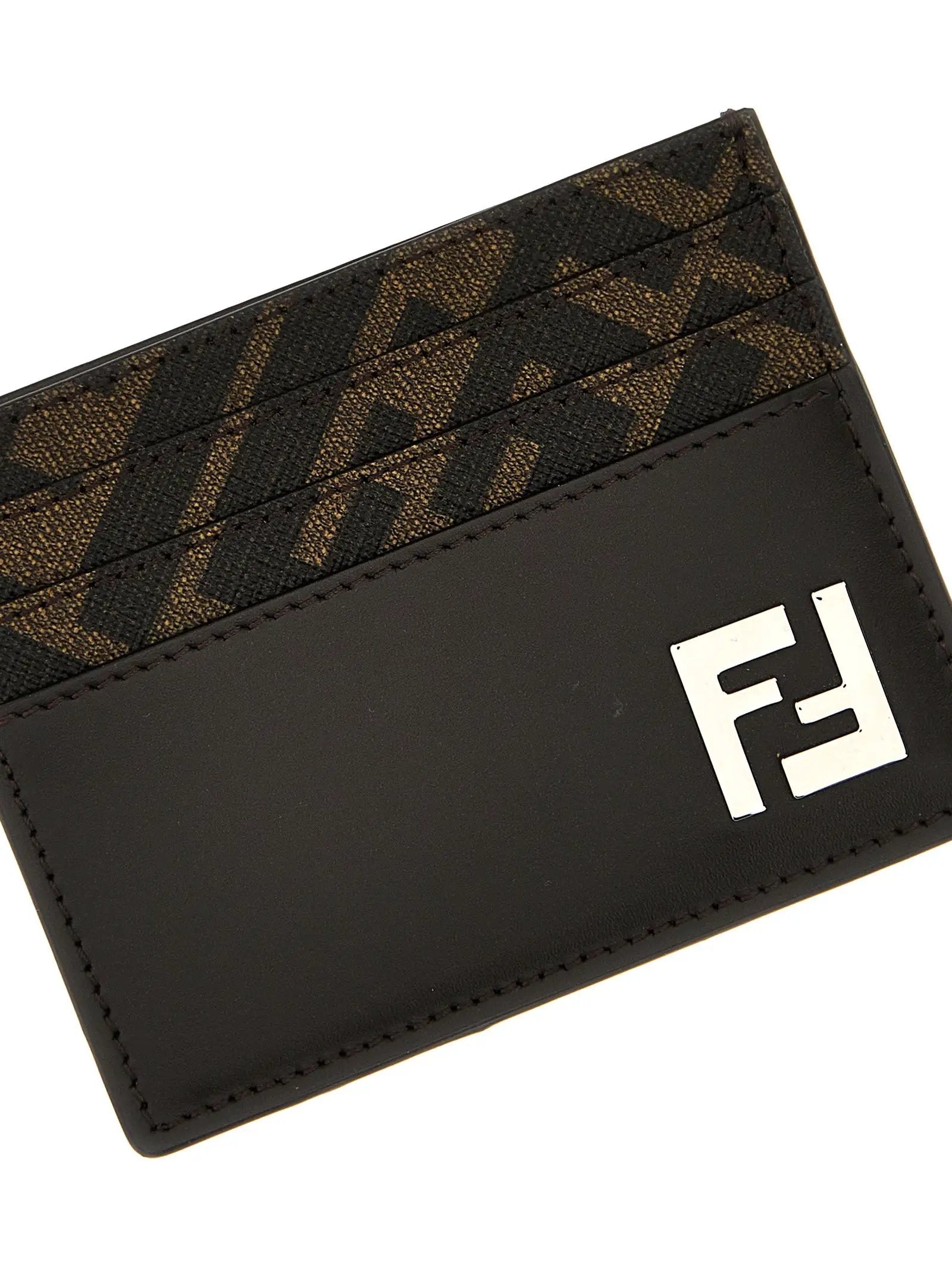 Fendi Brown Calf Leather Bos Taurus Cardholder