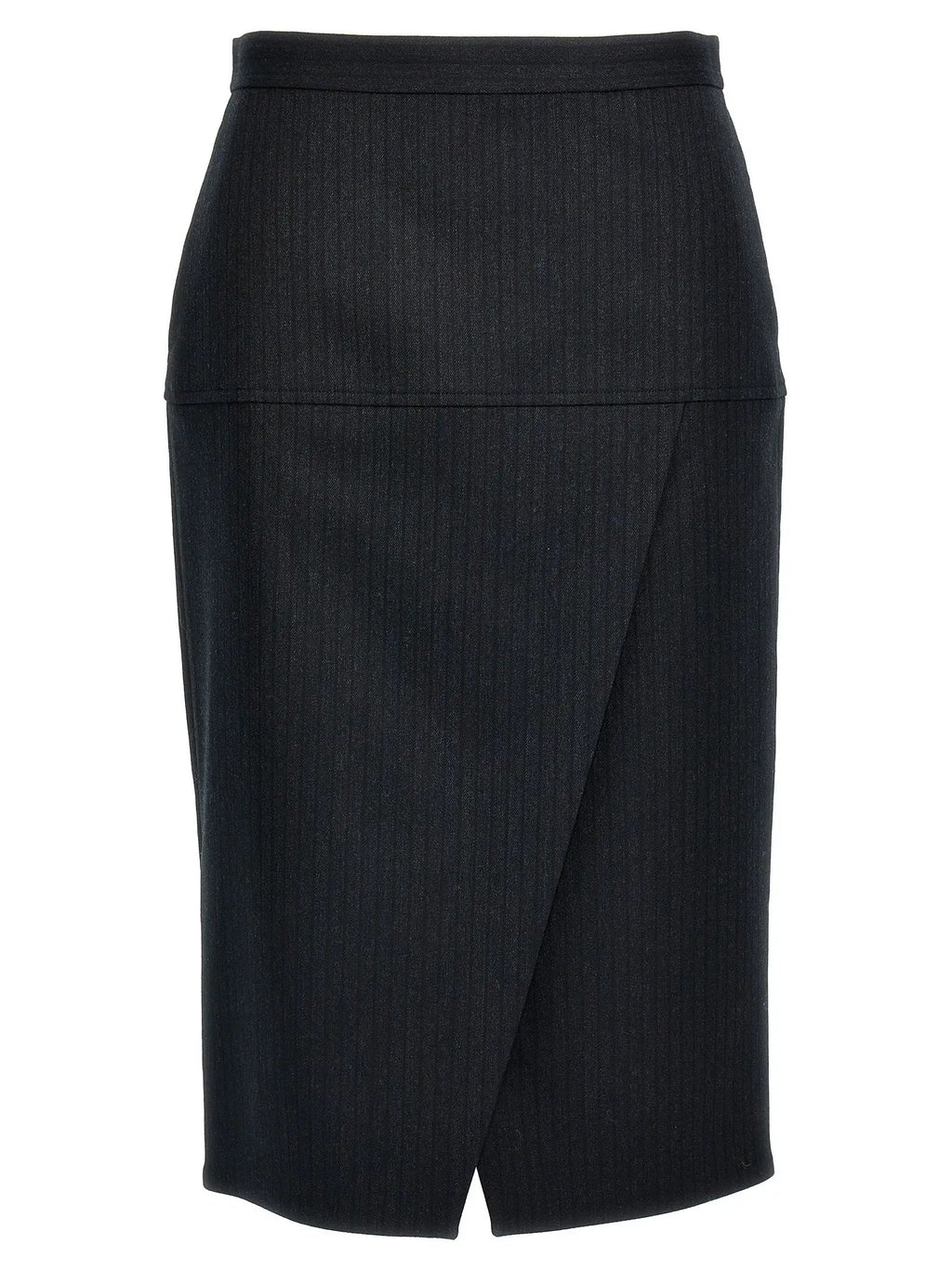 Fendi Gray Virgin Wool Midi Skirt